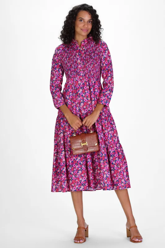 Stephanie Midi Dress in Berry Blooms sold by Duffield Lane
