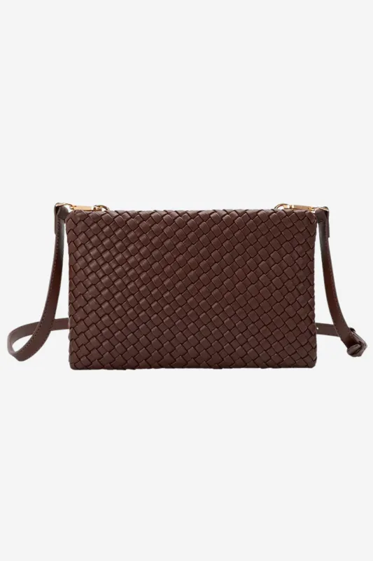 Daisy Recycled Vegan Crossbody Bag in Espresso sold by Duffield Lane