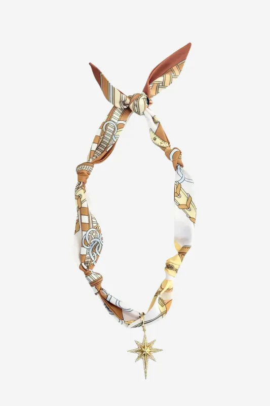 Tulum Scarf Necklace in Gold sold by Duffield Lane