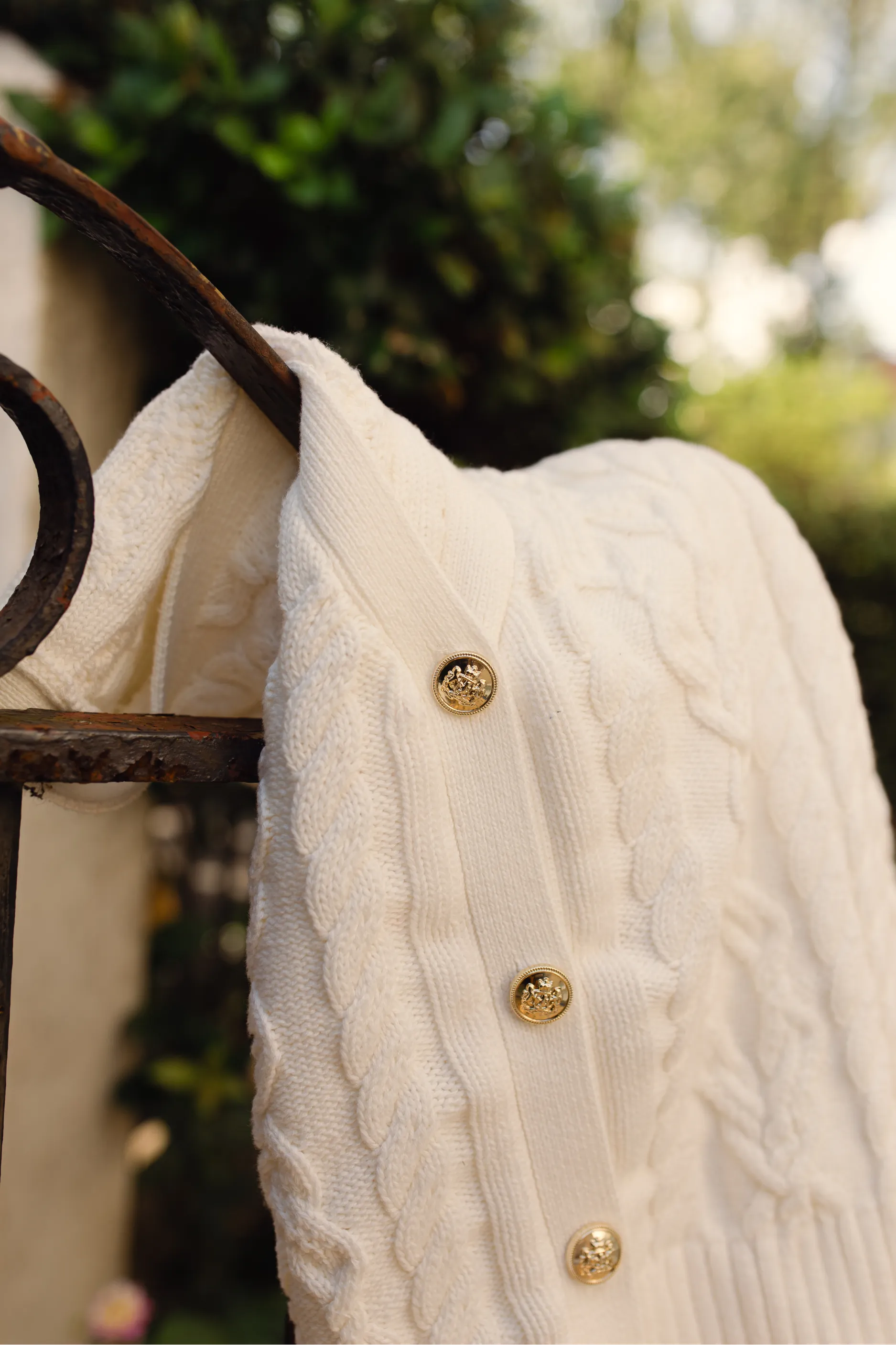 Ivory Cotton Chloe Cable Knit Cardigan sold by Duffield Lane product image thumbnail 2