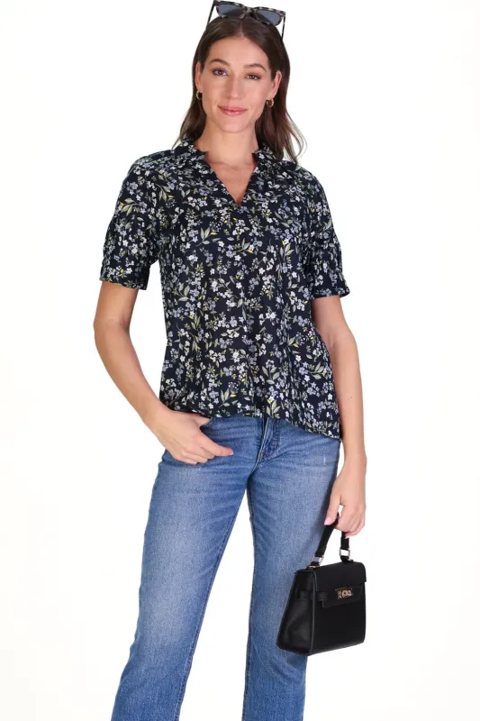 Belle Top in Navy Fall Floral sold by Duffield Lane