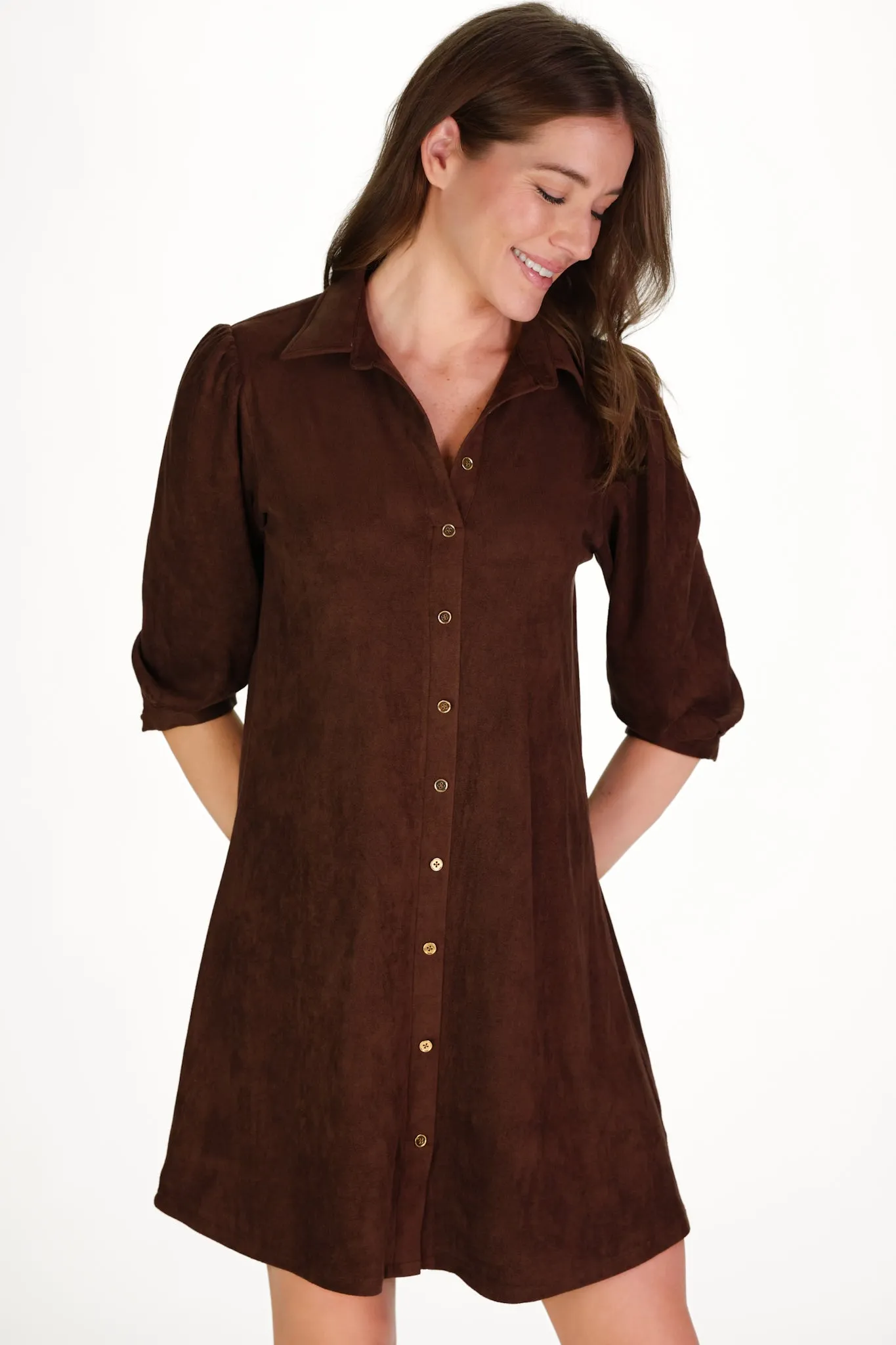 Suede Ashlynn Dress in Chicory sold by Duffield Lane product image thumbnail 2