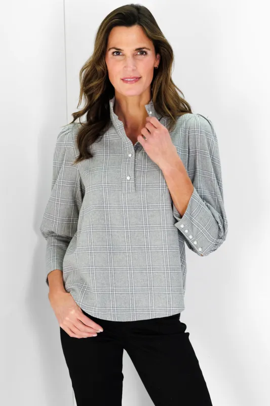Levi Top in Grey Plaid sold by Duffield Lane