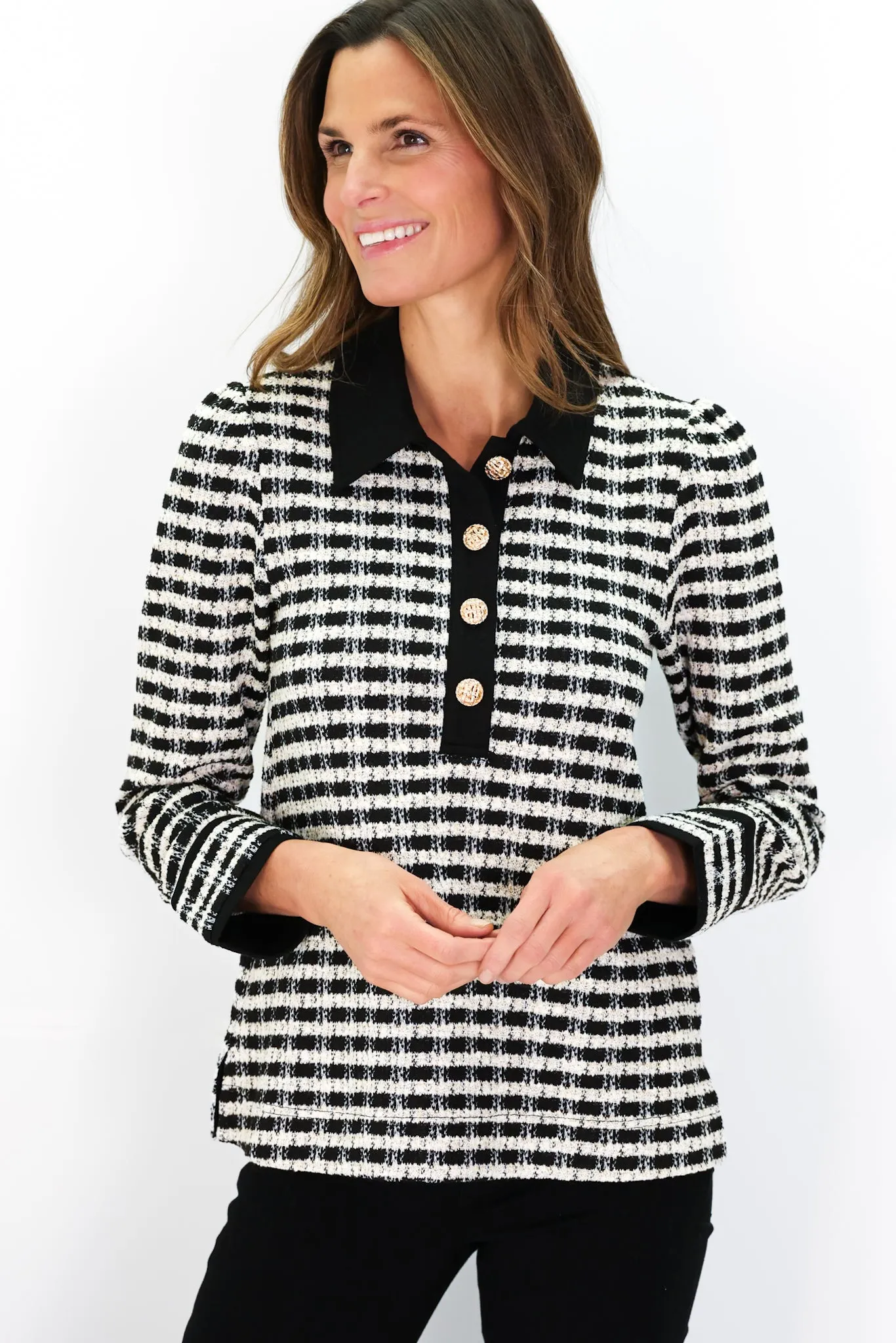 Hudson Top in Tweed Sweater Knit sold by Duffield Lane
