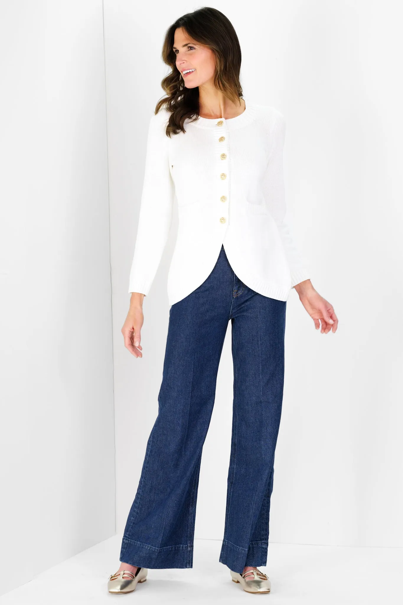 Jewel Neck Cardigan in Ivory sold by Duffield Lane product image thumbnail 4