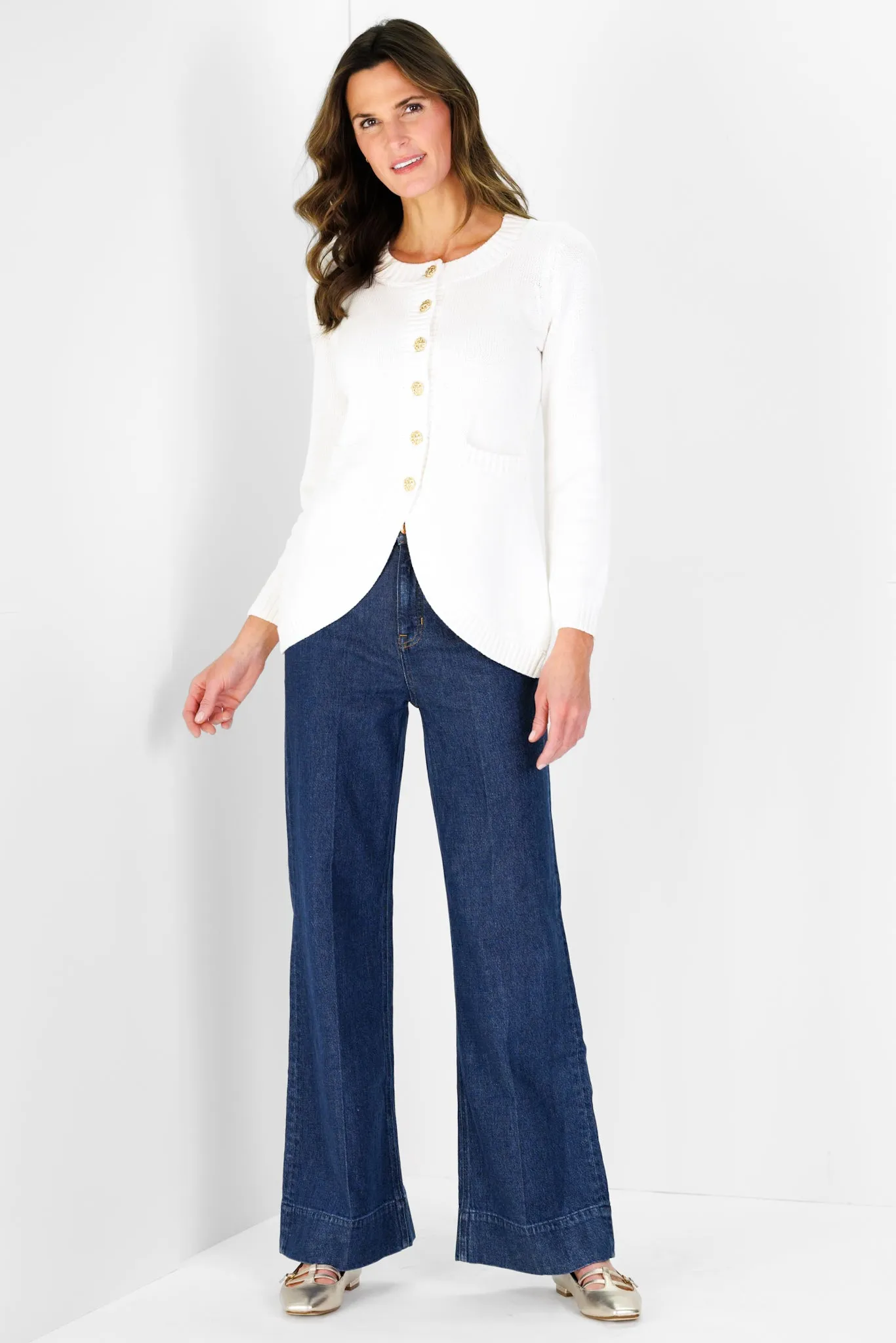 Jewel Neck Cardigan in Ivory sold by Duffield Lane product image thumbnail 3