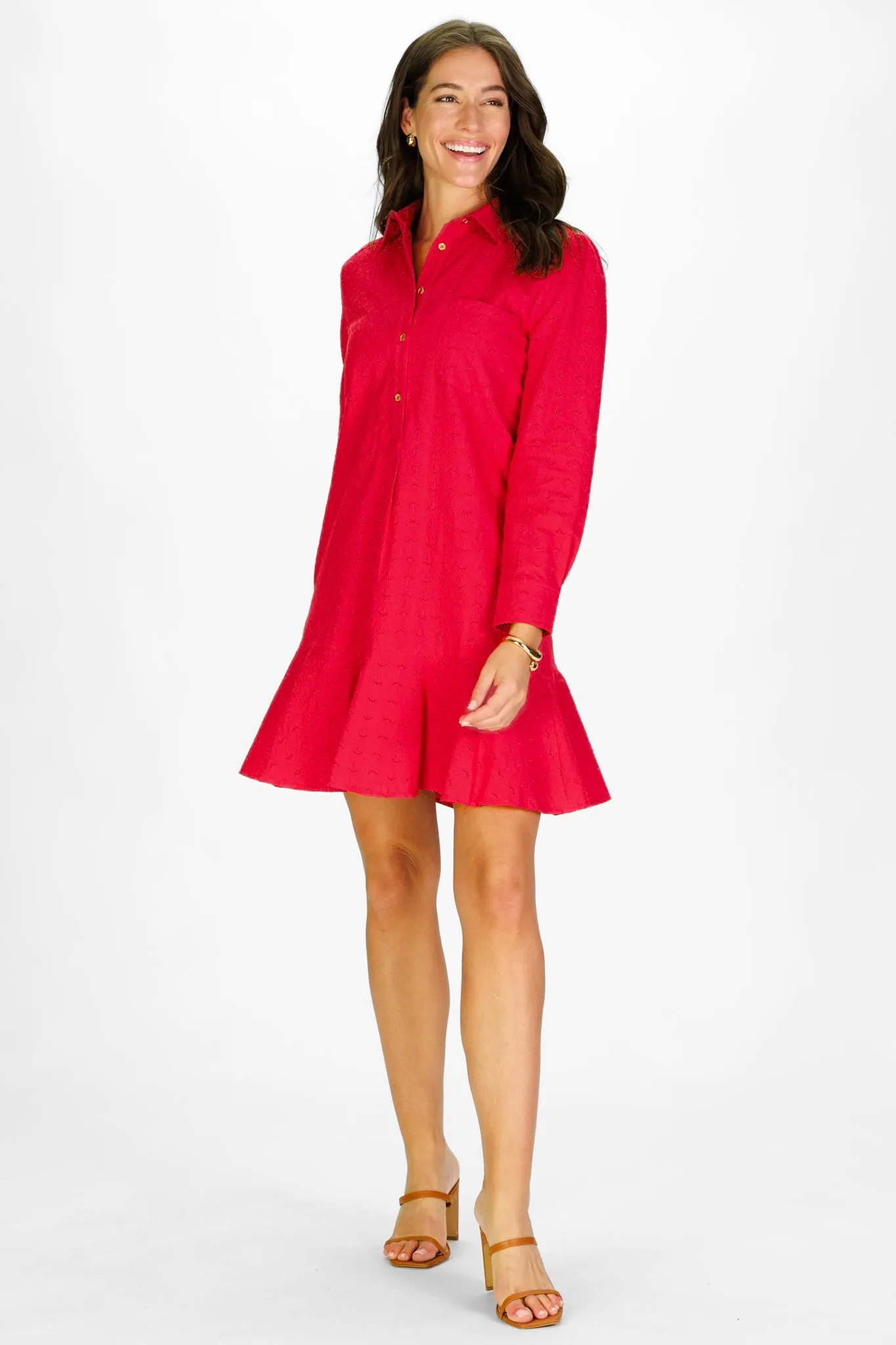 Iris Dress in Teaberry Eyelet sold by Duffield Lane