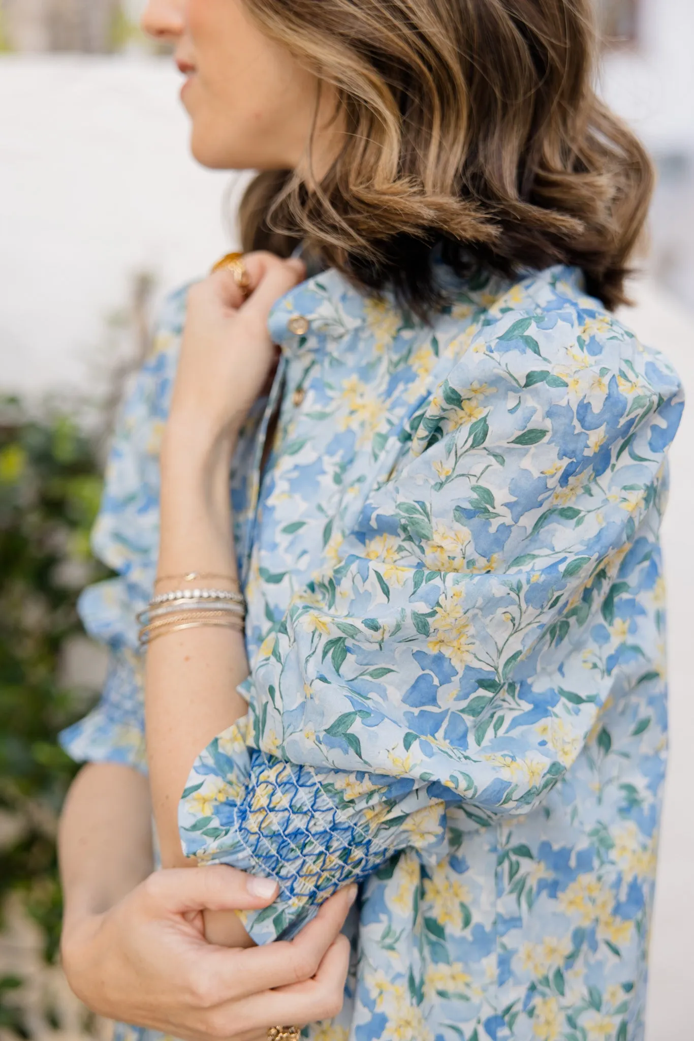Percy Popover Dress in Blue Watercolor Meadow sold by Duffield Lane product image thumbnail 2