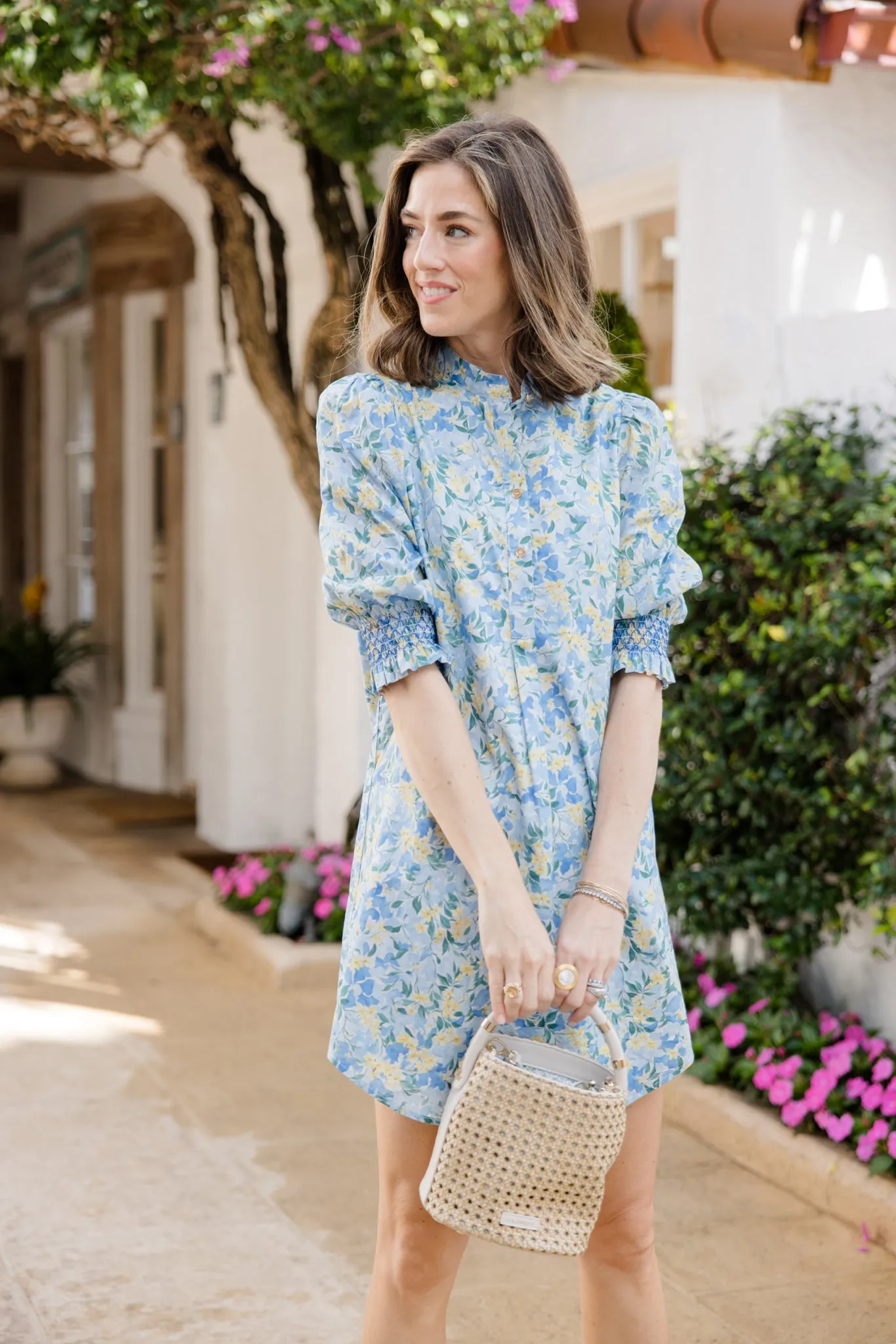 Percy Popover Dress in Blue Watercolor Meadow sold by Duffield Lane product image thumbnail 5
