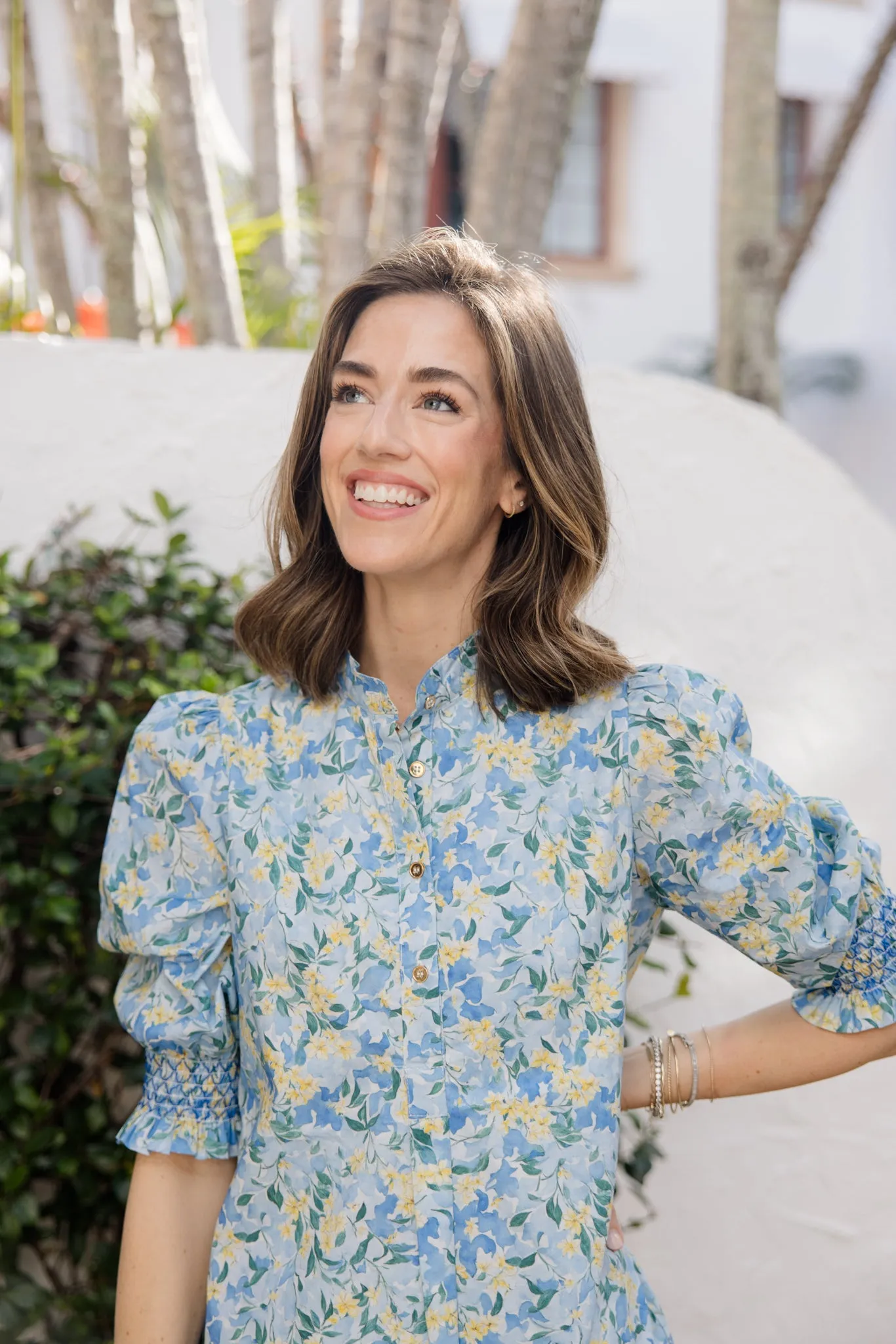 Percy Popover Dress in Blue Watercolor Meadow sold by Duffield Lane product image thumbnail 4