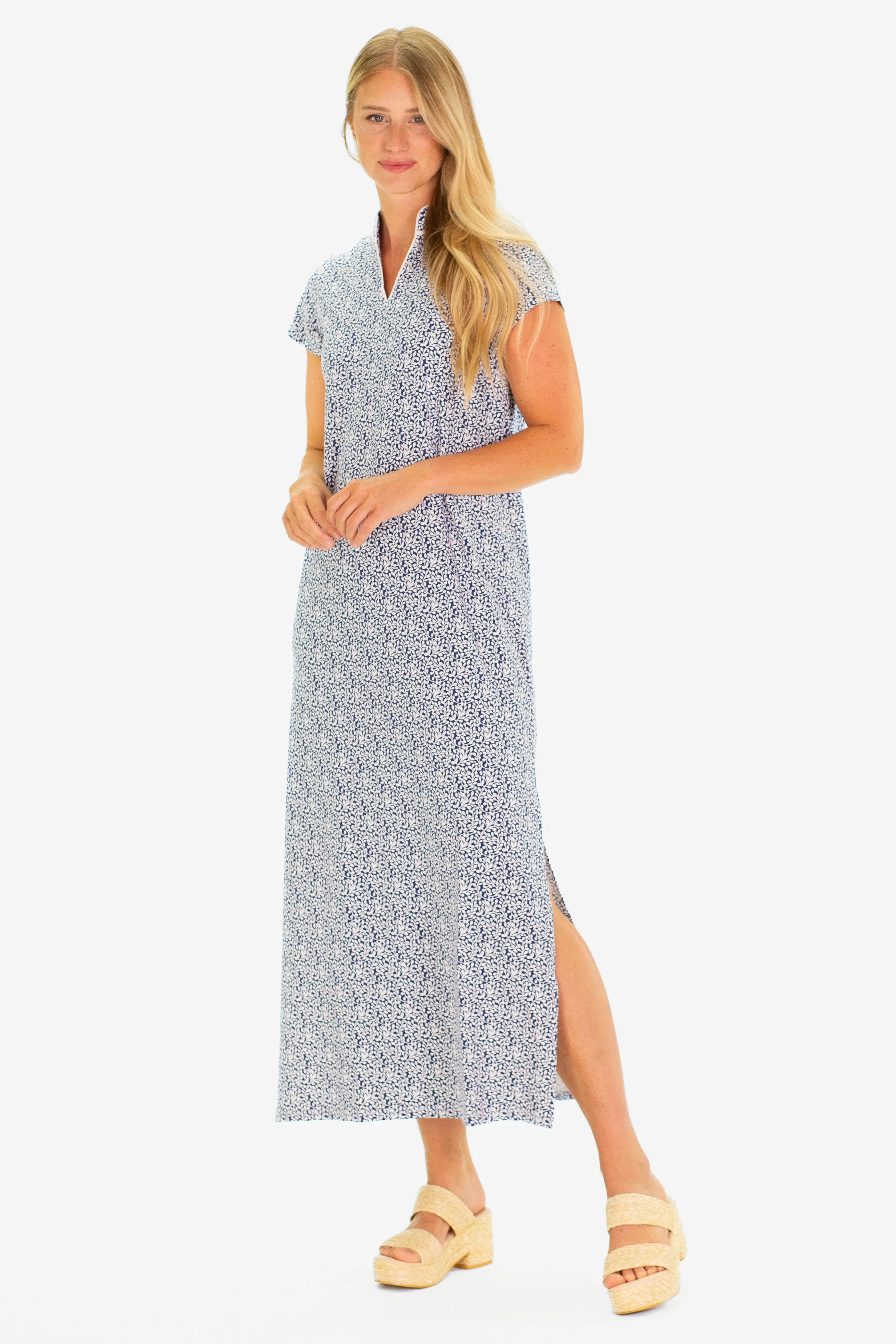 The Gaia Maxi Dress in Navy Floret sold by Duffield Lane product image thumbnail 2