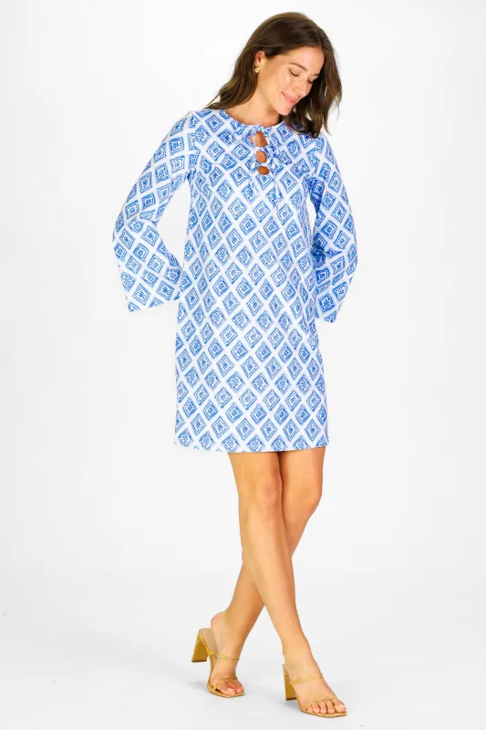 Corinna Dress in Bluebell Trellis made by Duffield Lane