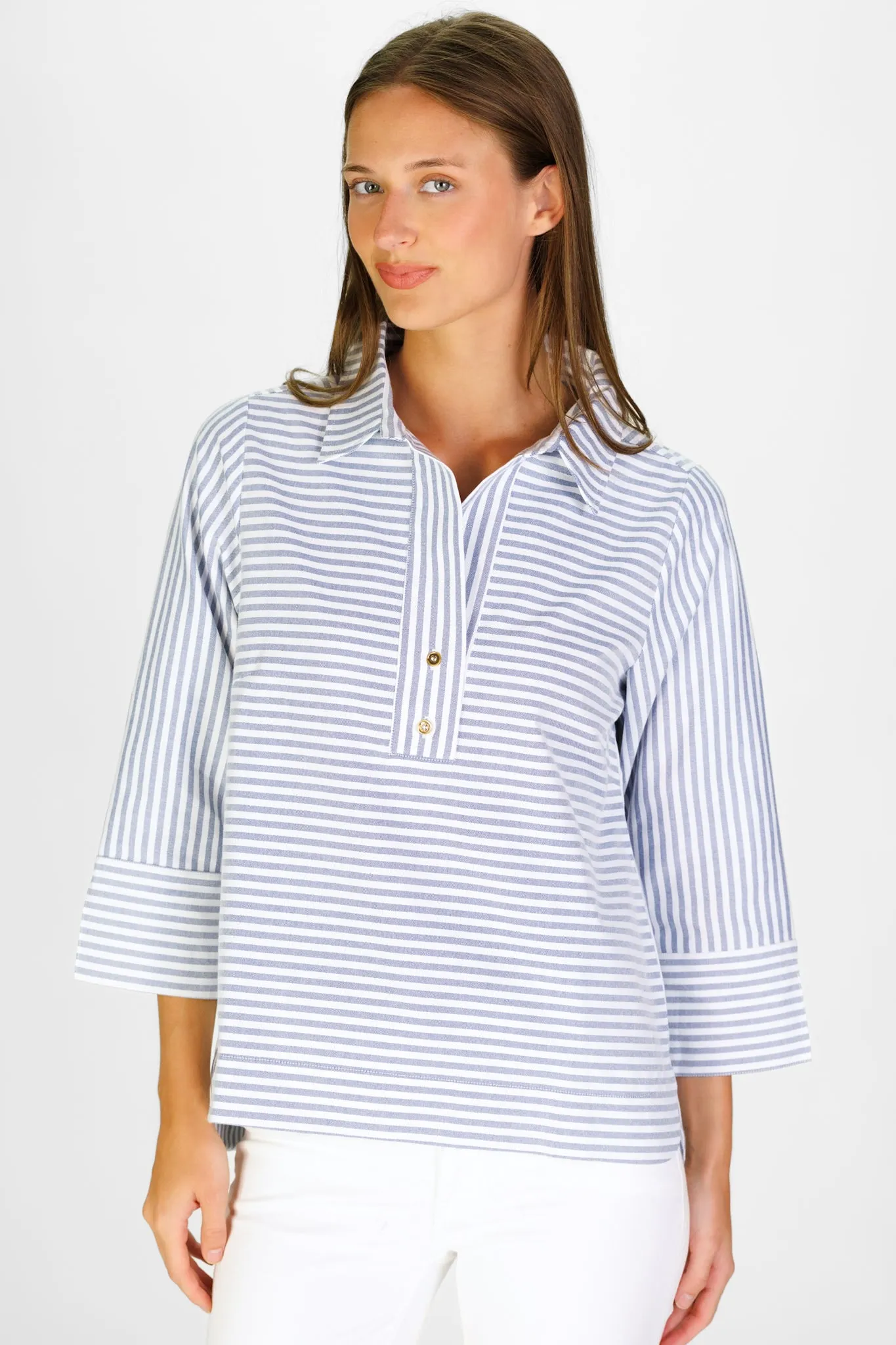 Toni Top in Navy Oxford Stripe sold by Duffield Lane product image thumbnail 4