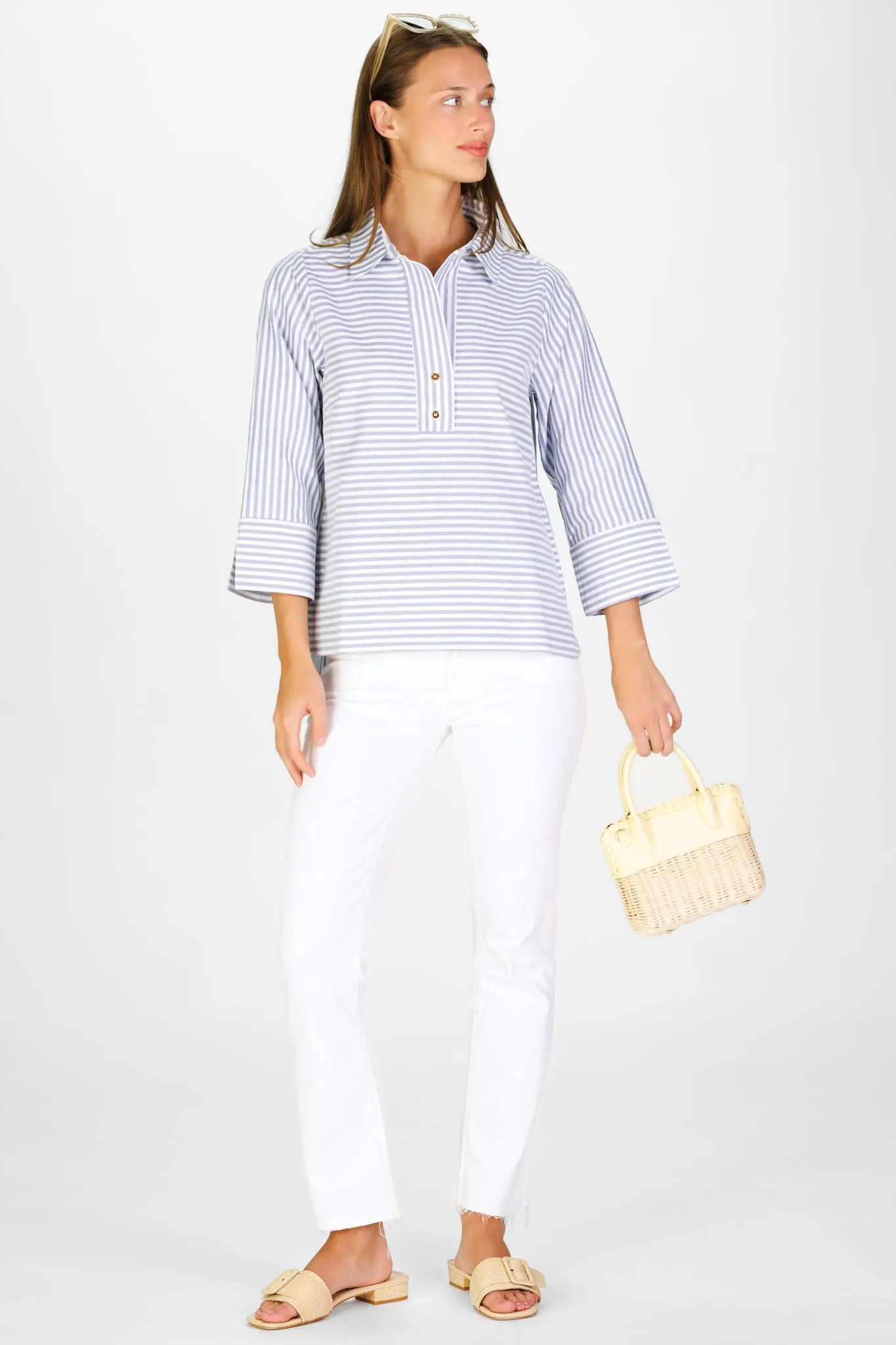 Toni Top in Navy Oxford Stripe sold by Duffield Lane product image thumbnail 2
