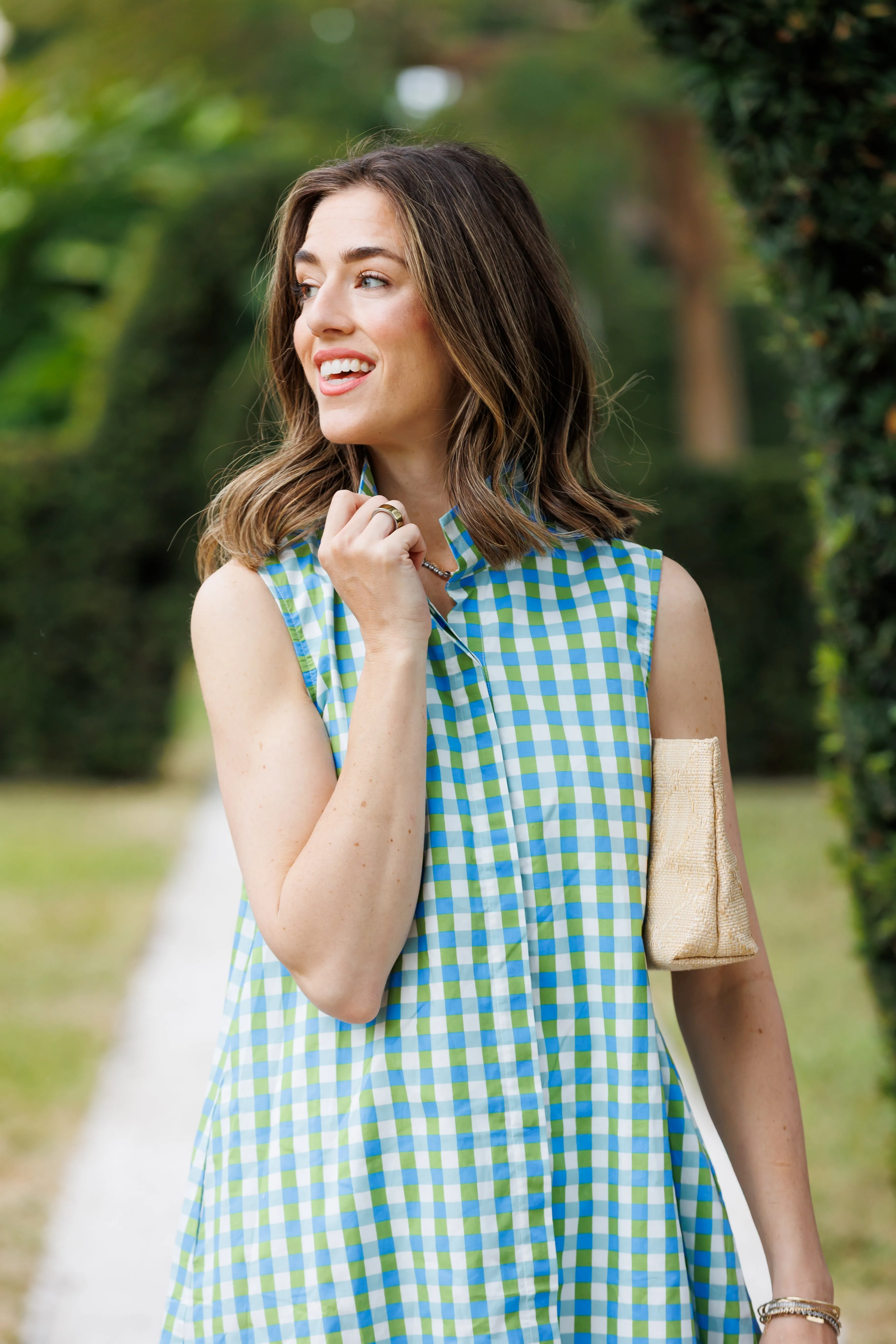 Jan Dress in Green & Blue Gingham sold by Duffield Lane product image thumbnail 4