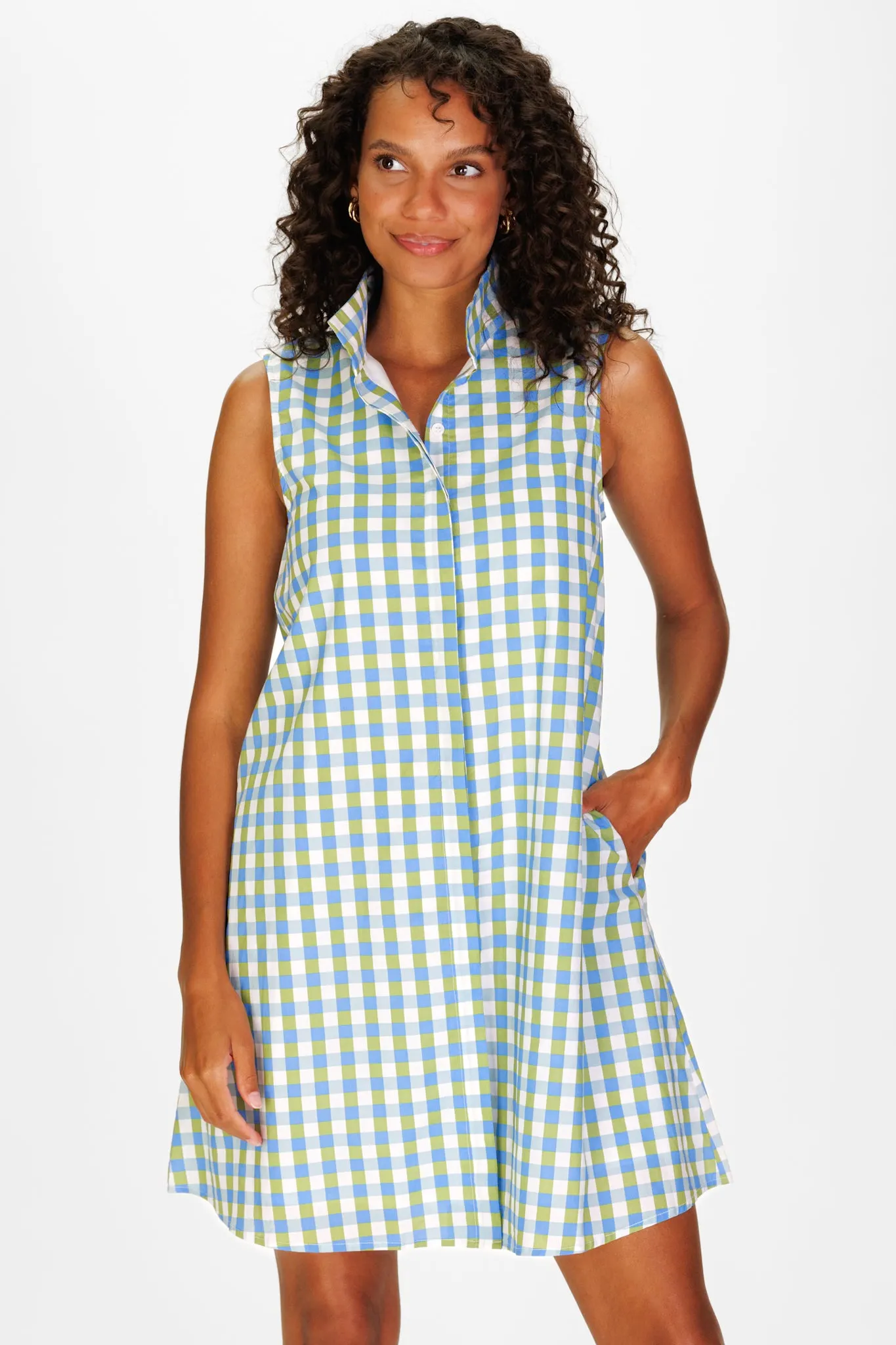 Jan Dress in Green & Blue Gingham sold by Duffield Lane product image thumbnail 3