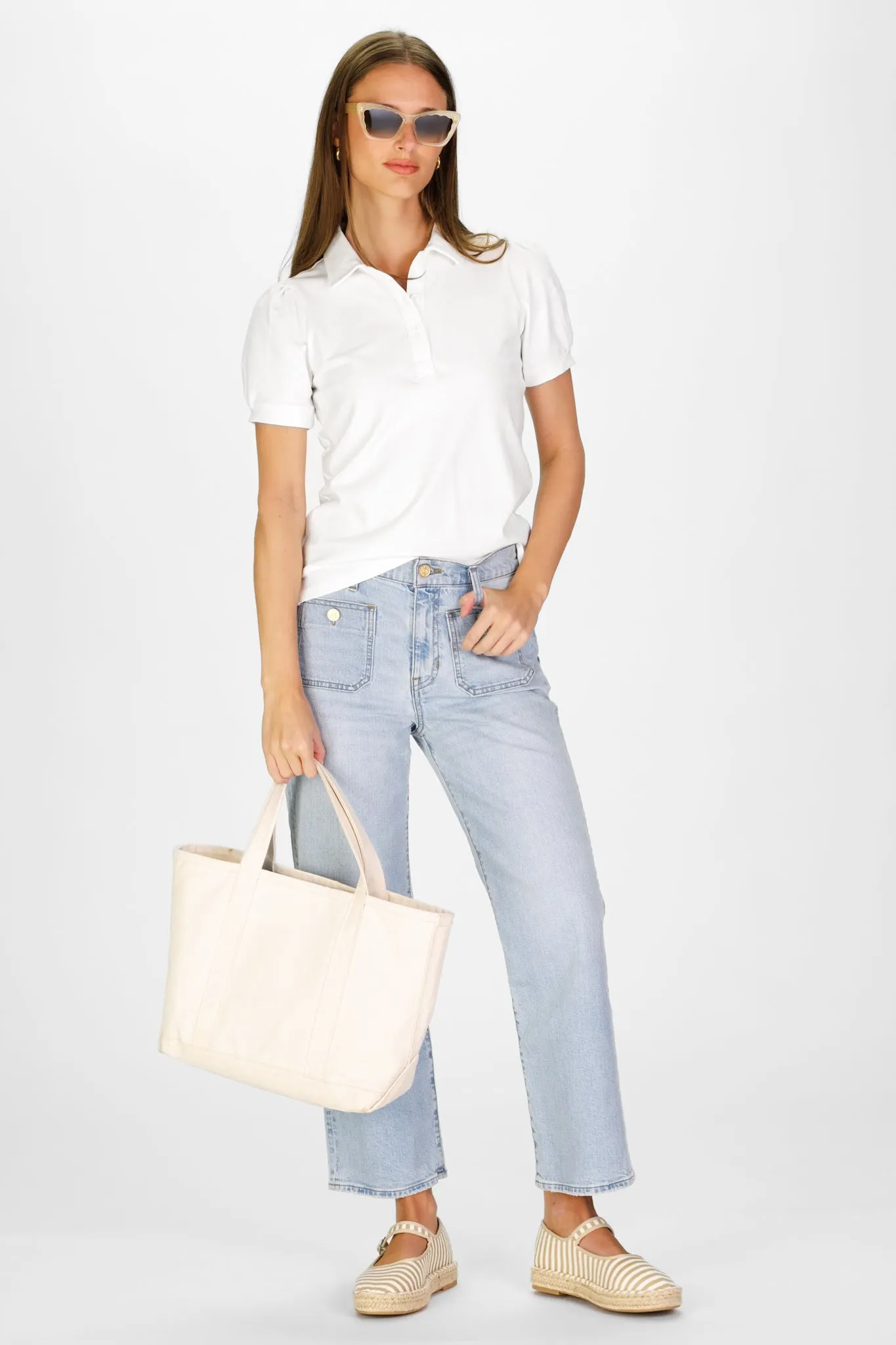 Palmer Polo Top in White sold by Duffield Lane product image thumbnail 4