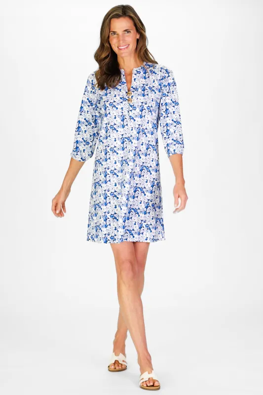 Sam Dress in Indigo Blooms made by Duffield Lane