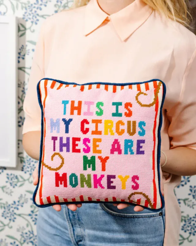 This is My Circus Needlepoint Pillow made by Duffield Lane