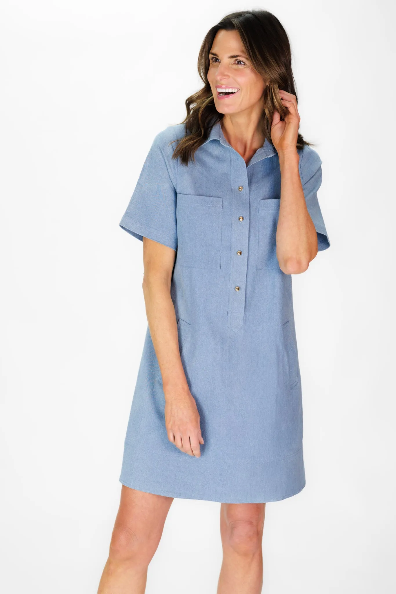 Mary Dress in Chambray Stretch Denim sold by Duffield Lane product image thumbnail 3