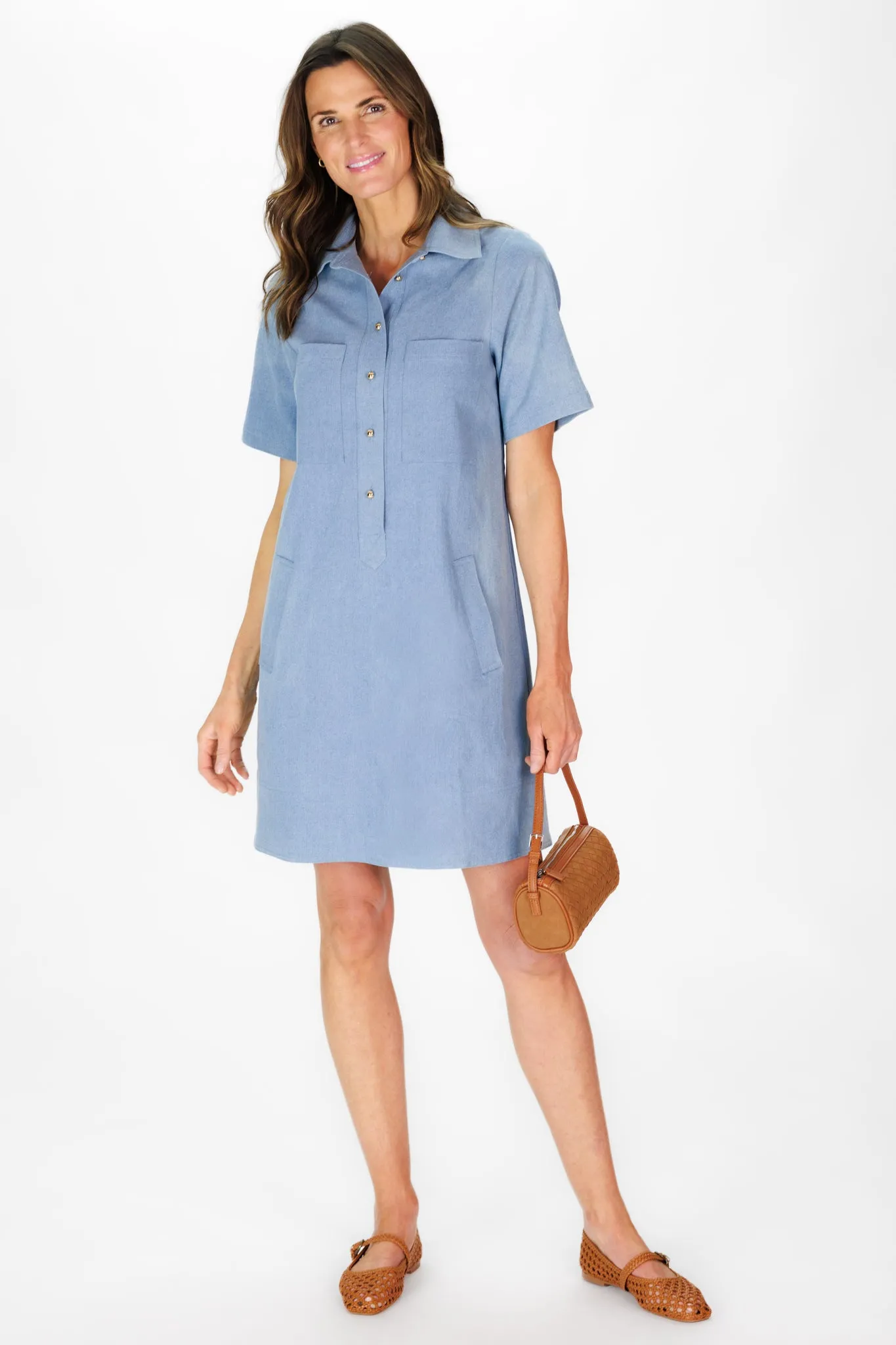 Mary Dress in Chambray Stretch Denim sold by Duffield Lane product image thumbnail 2