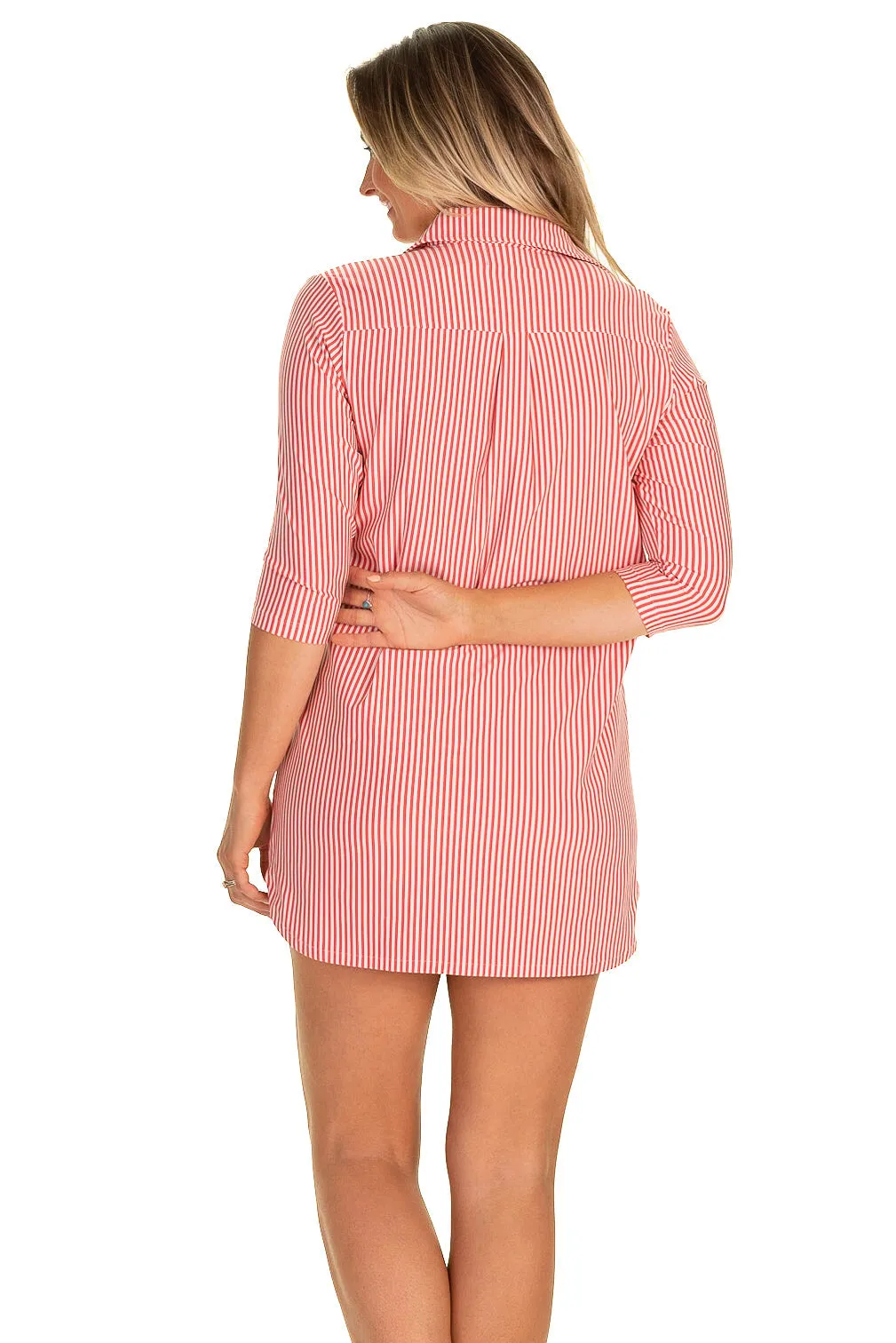 The Performance Flagler Coverup in Coral Pinstripe sold by Duffield Lane product image thumbnail 2