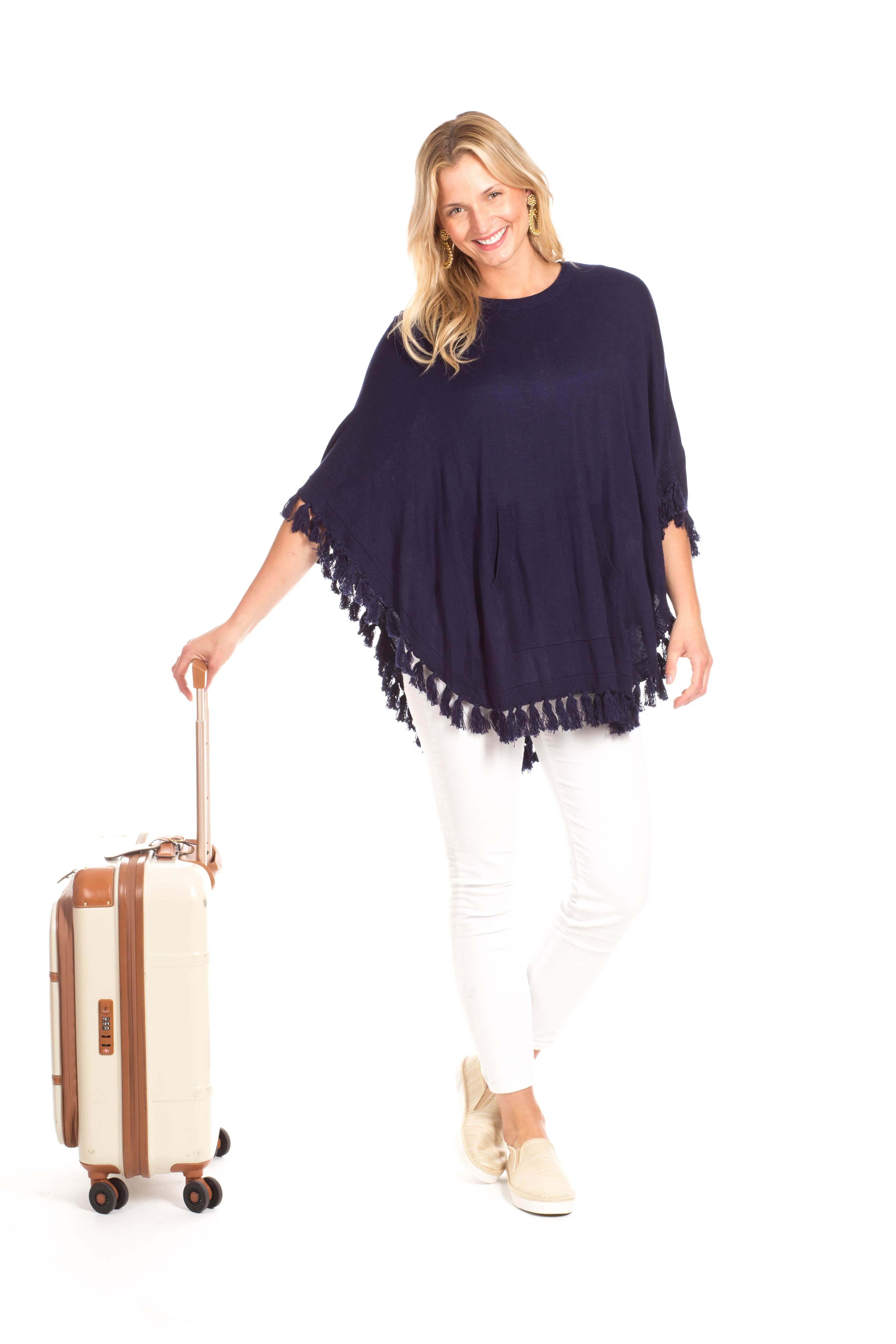 Penny Poncho in Navy sold by Duffield Lane product image thumbnail 4