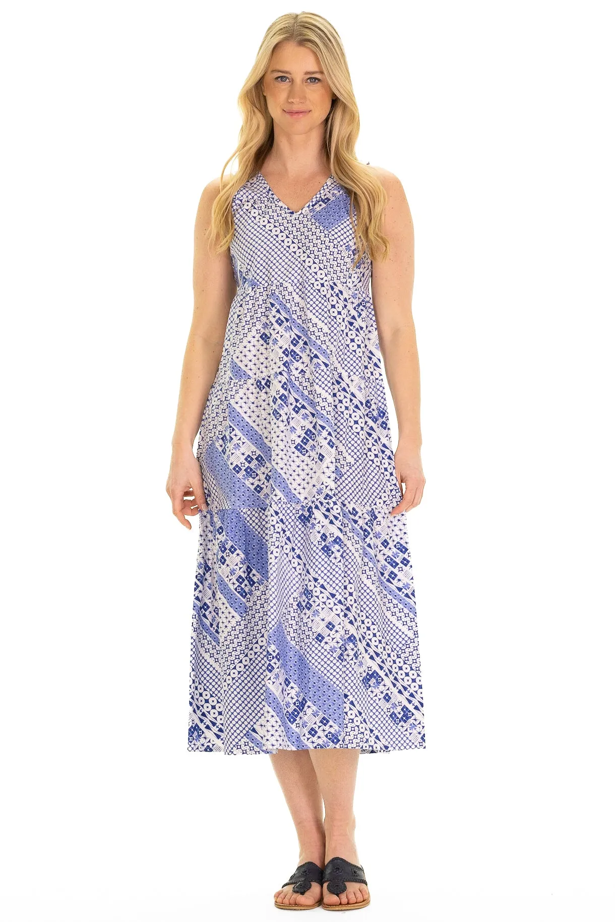 The Kalina Dress in Blue Breeze sold by Duffield Lane