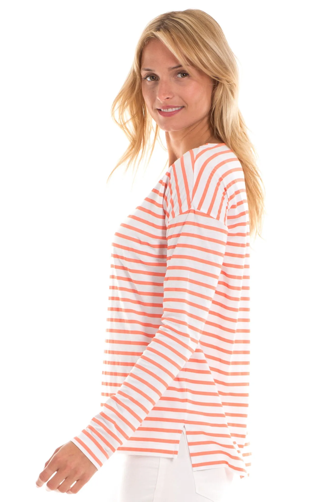 Oakley Tee in Melon with White Stripes sold by Duffield Lane product image thumbnail 3