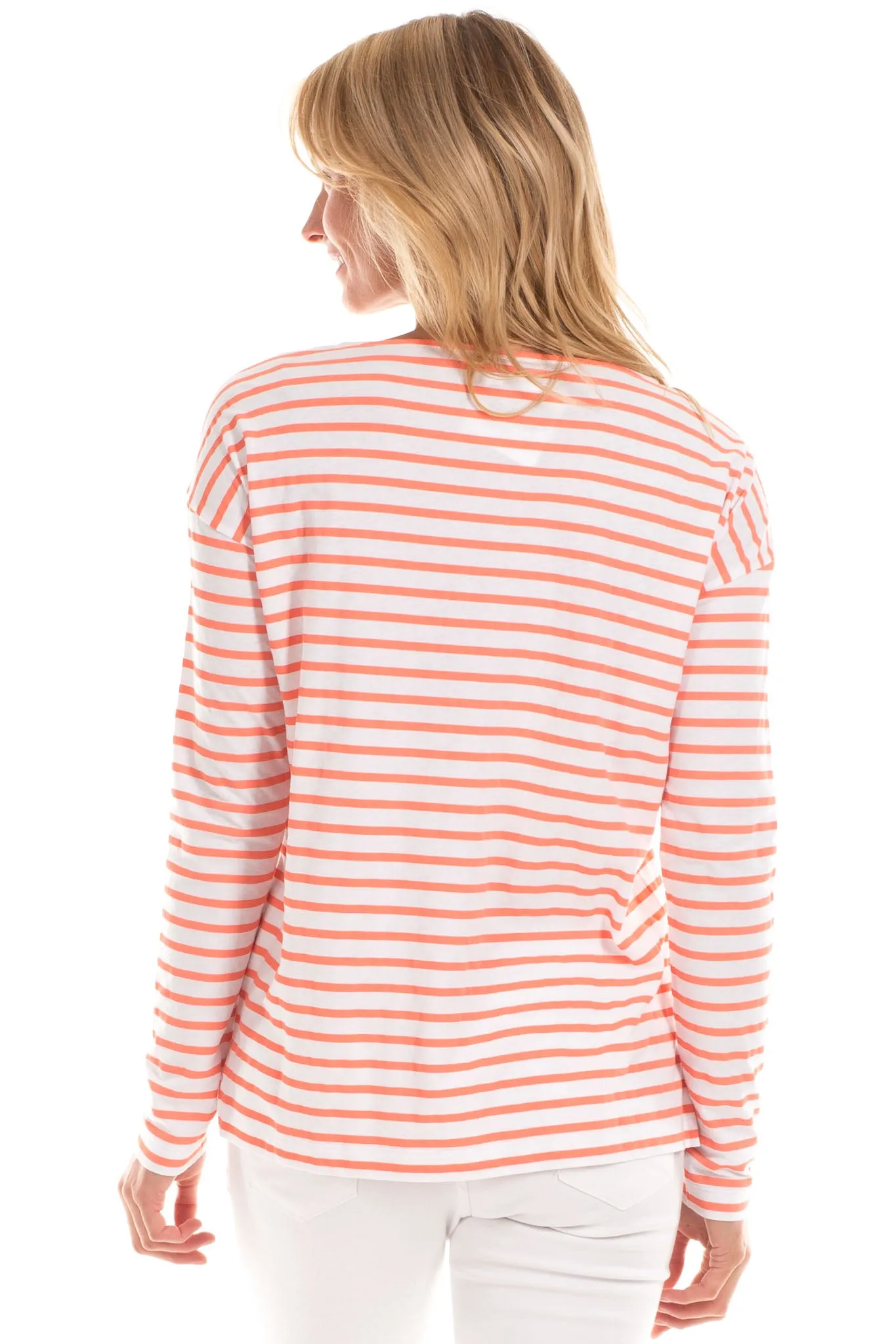 Oakley Tee in Melon with White Stripes sold by Duffield Lane product image thumbnail 2