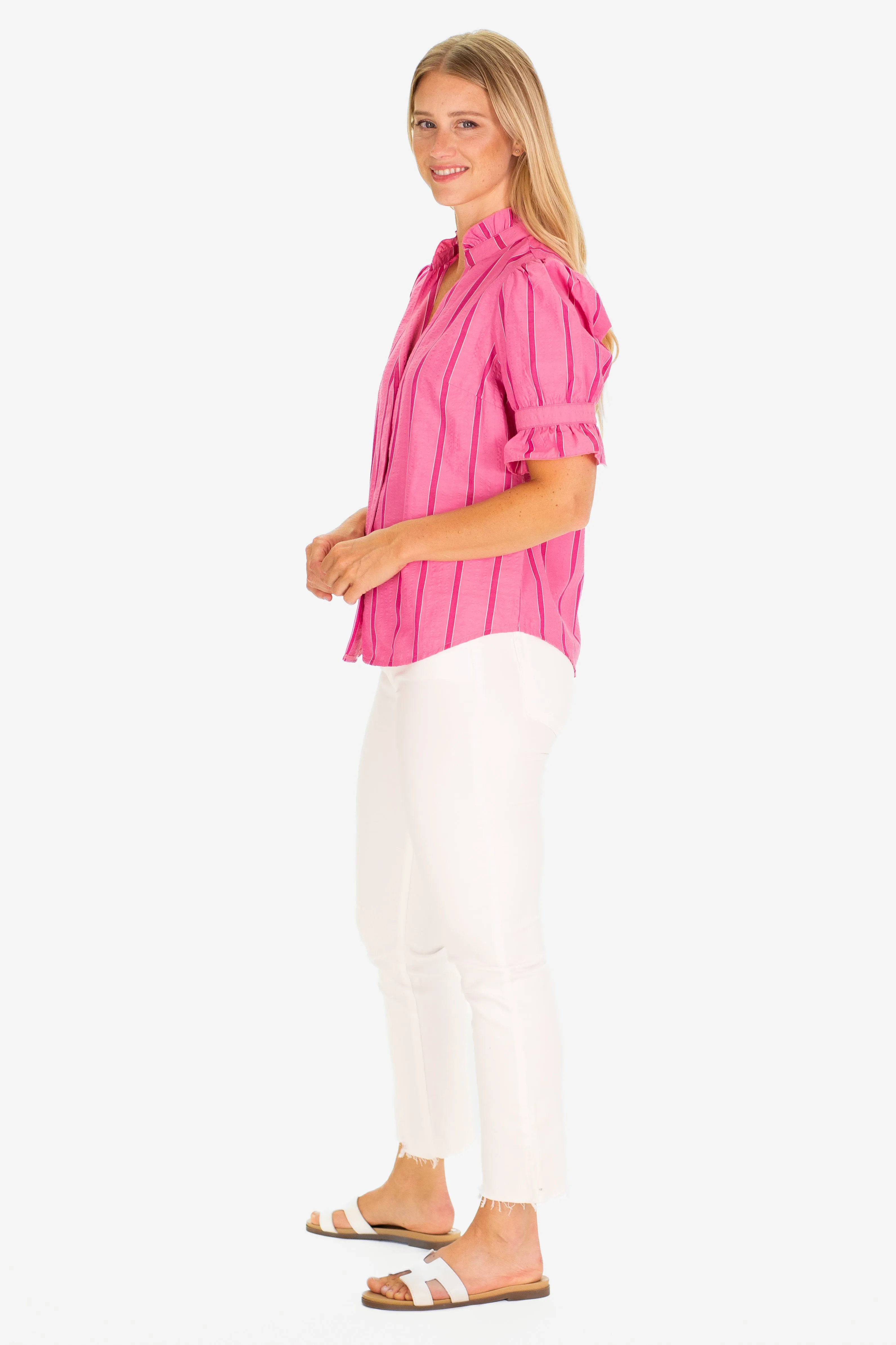 The Marlow Top in Candy Pink Seersucker sold by Duffield Lane product image thumbnail 2