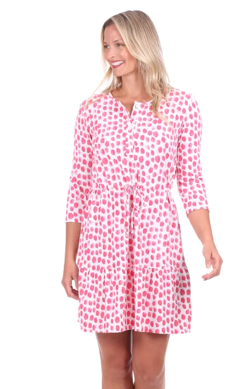 Stevie Dress in Pink Watercolor Dot sold by Duffield Lane