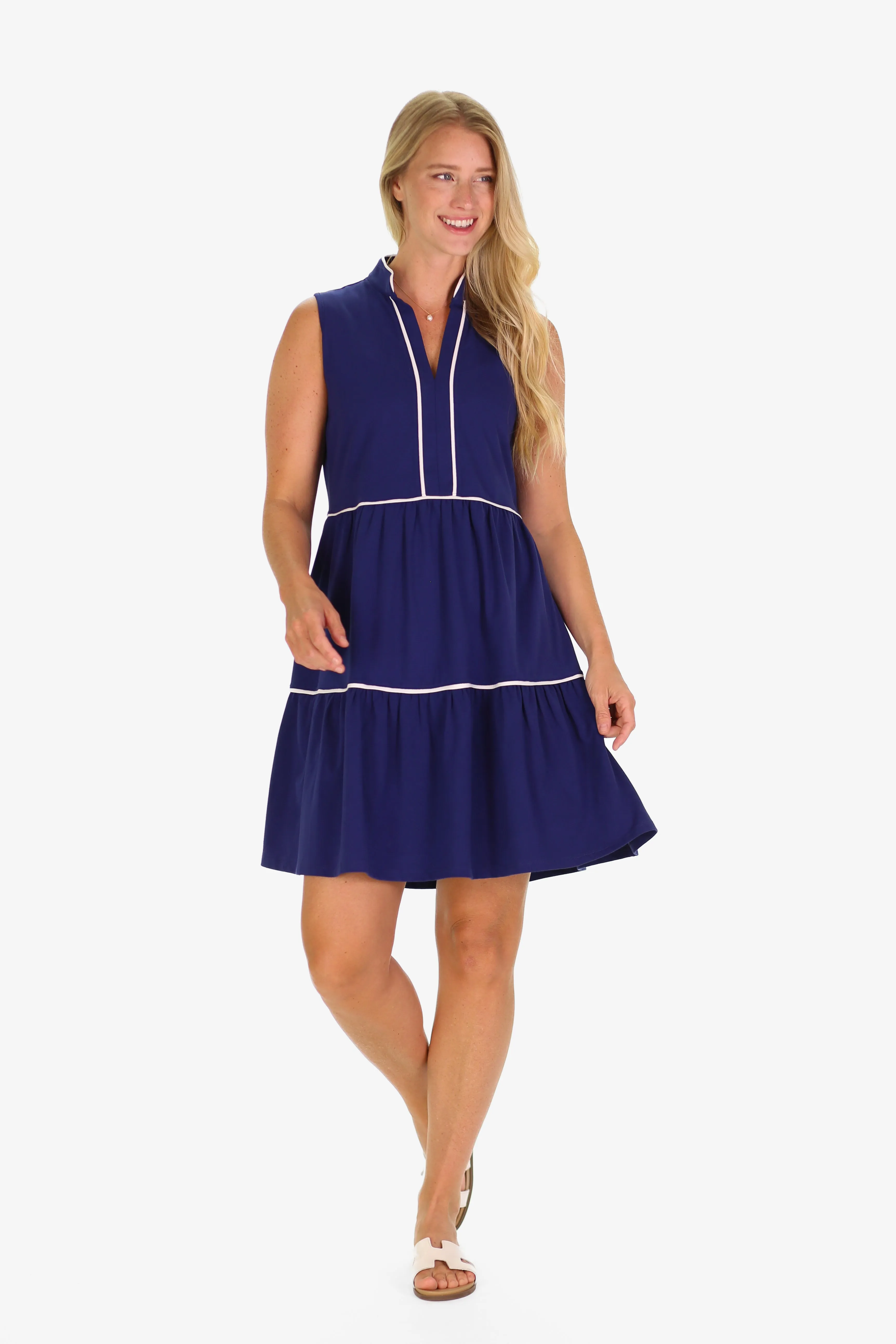 The Robin Dress in Royal Navy sold by Duffield Lane