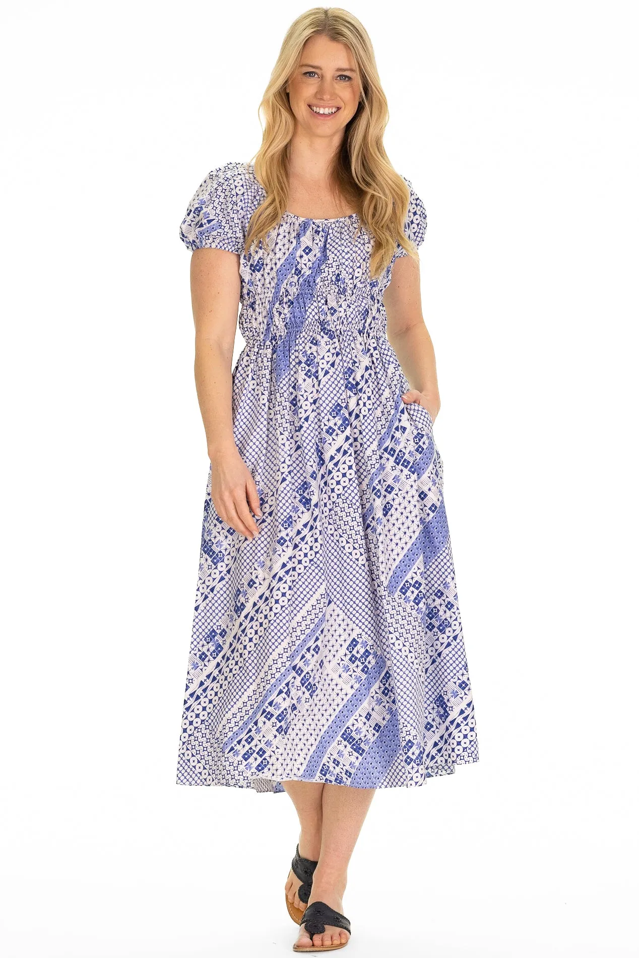 The Emmie Dress in Blue Breeze sold by Duffield Lane