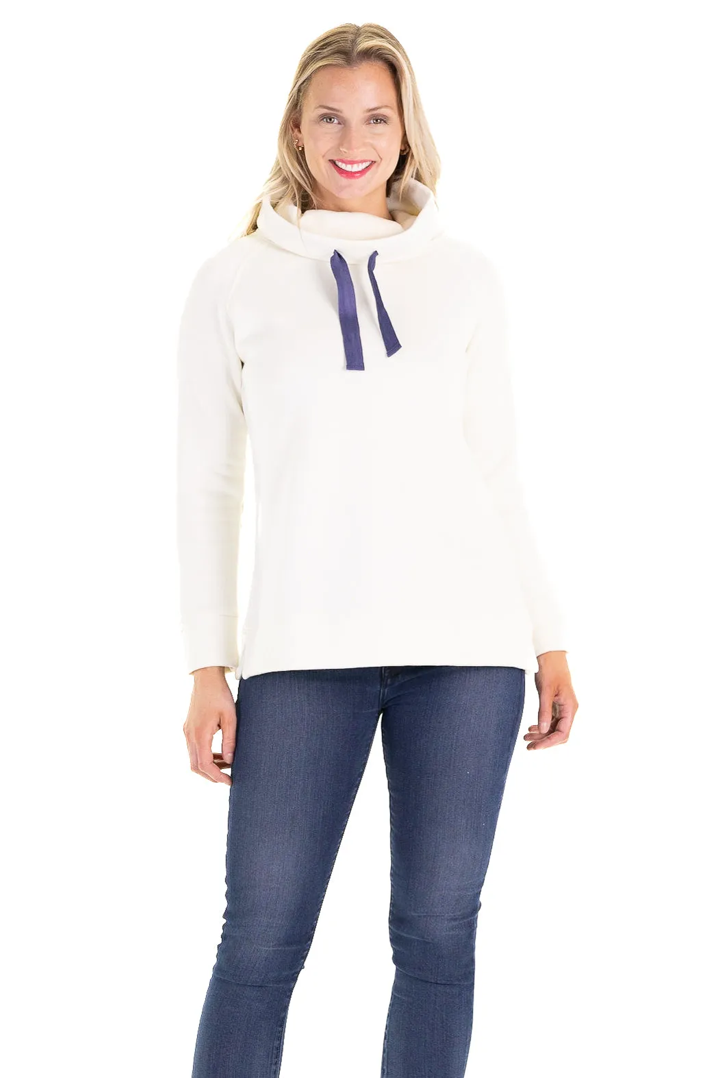 Finley Funnel Neck in Winter White sold by Duffield Lane