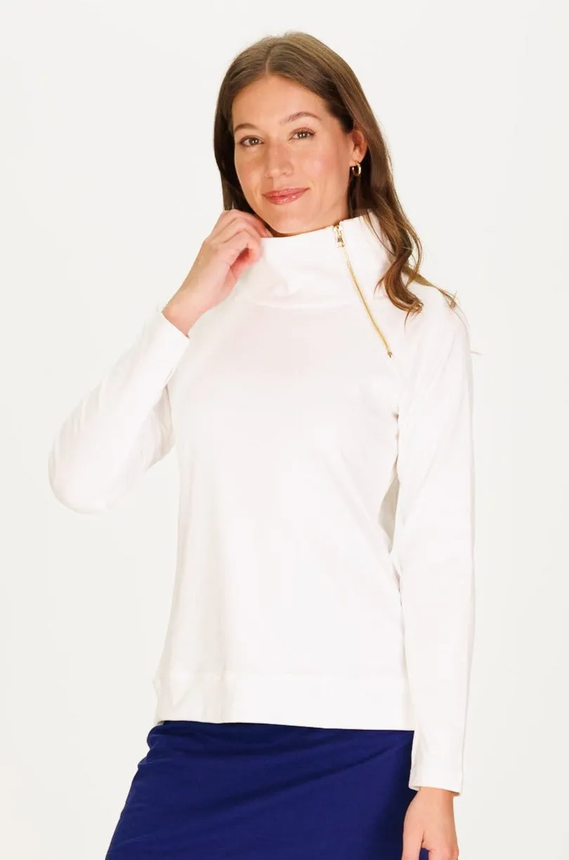 The Bowen Sweatshirt in White SuperSoft sold by Duffield Lane