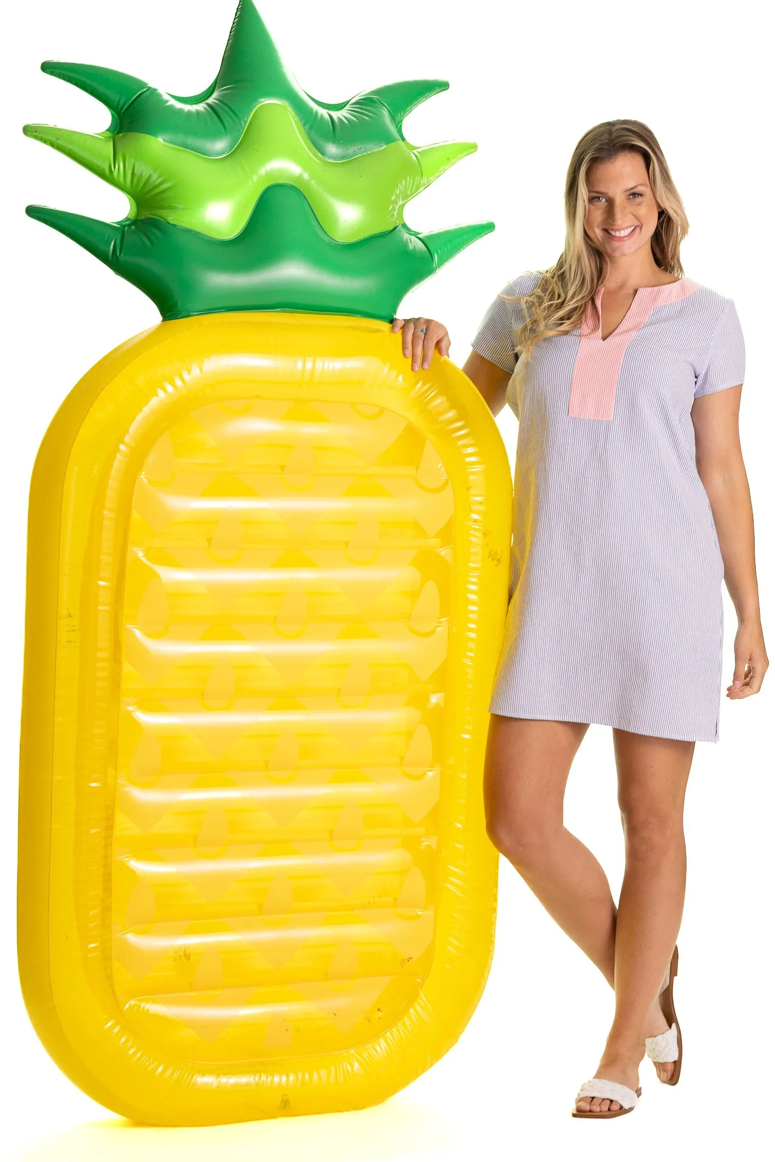 The Shortie Kai Caftan in Neon Coral & Blue Seersucker sold by Duffield Lane product image thumbnail 4