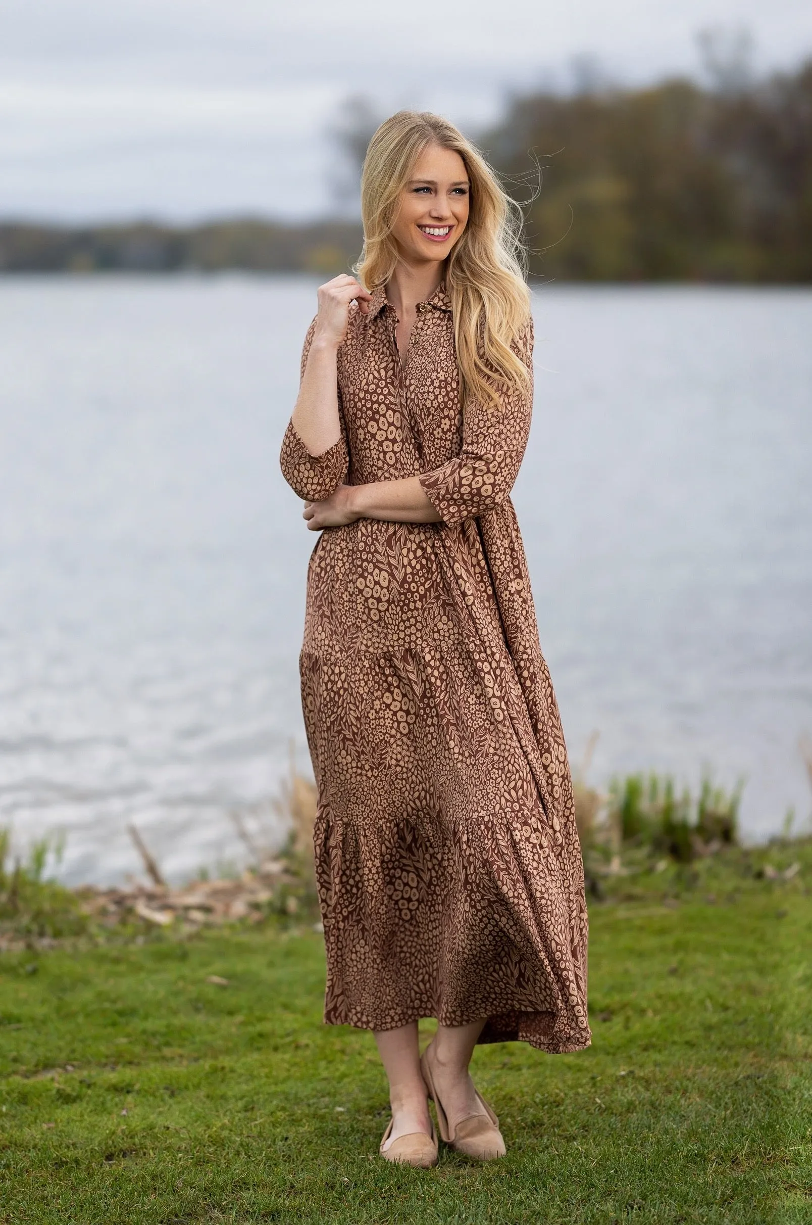 The Merritt Midi Dress in Mocha Forest sold by Duffield Lane product image thumbnail 2