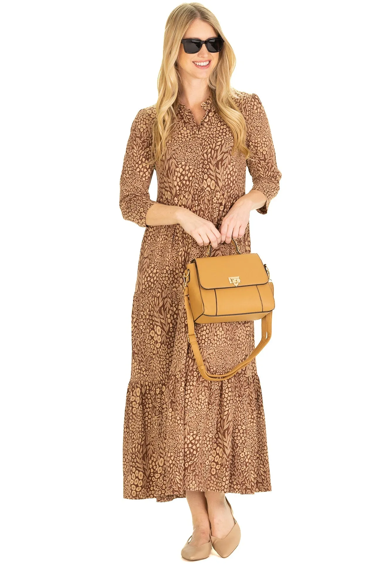 The Merritt Midi Dress in Mocha Forest sold by Duffield Lane product image thumbnail 5