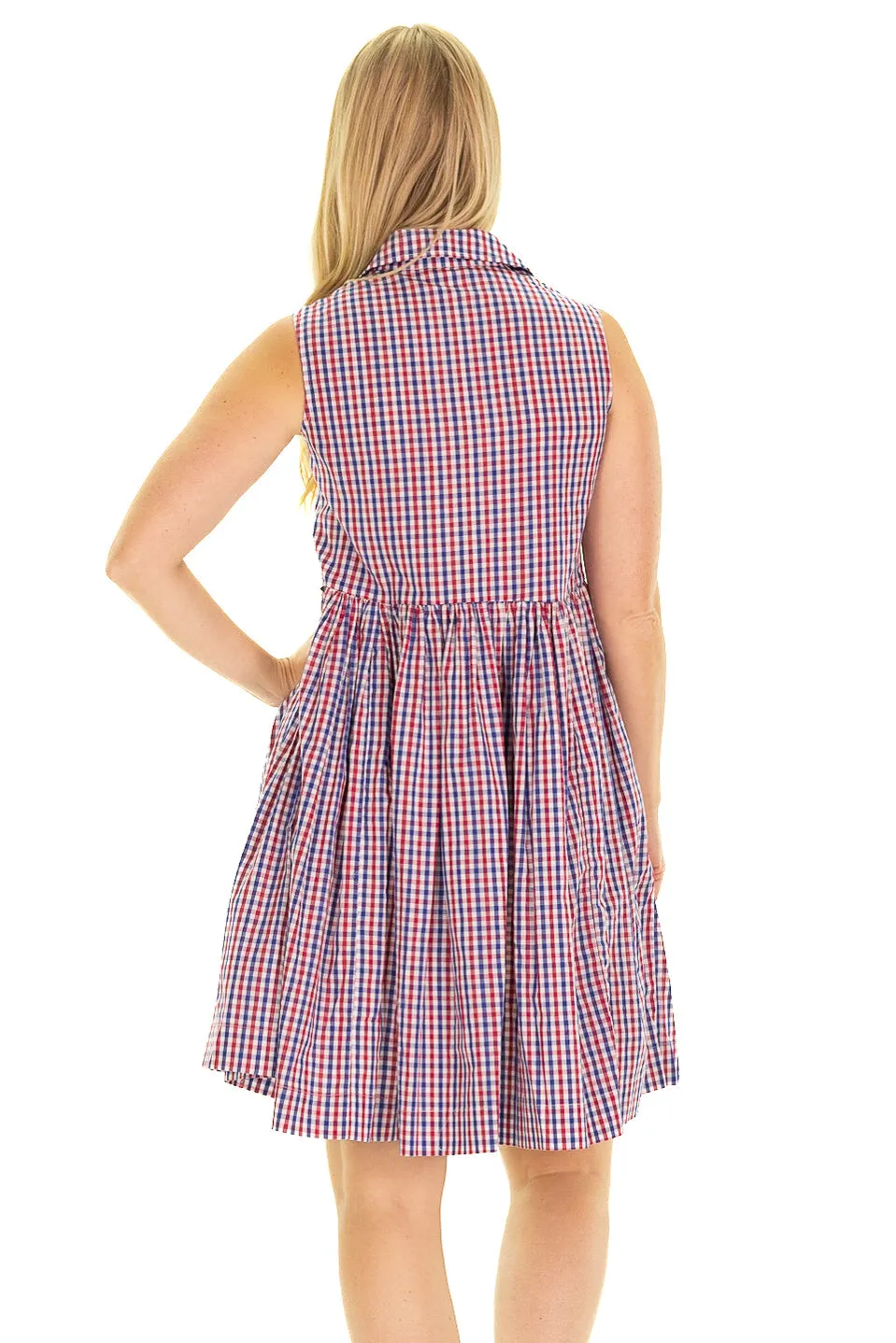 The Ada Dress in Navy & Red Gingham sold by Duffield Lane product image thumbnail 2