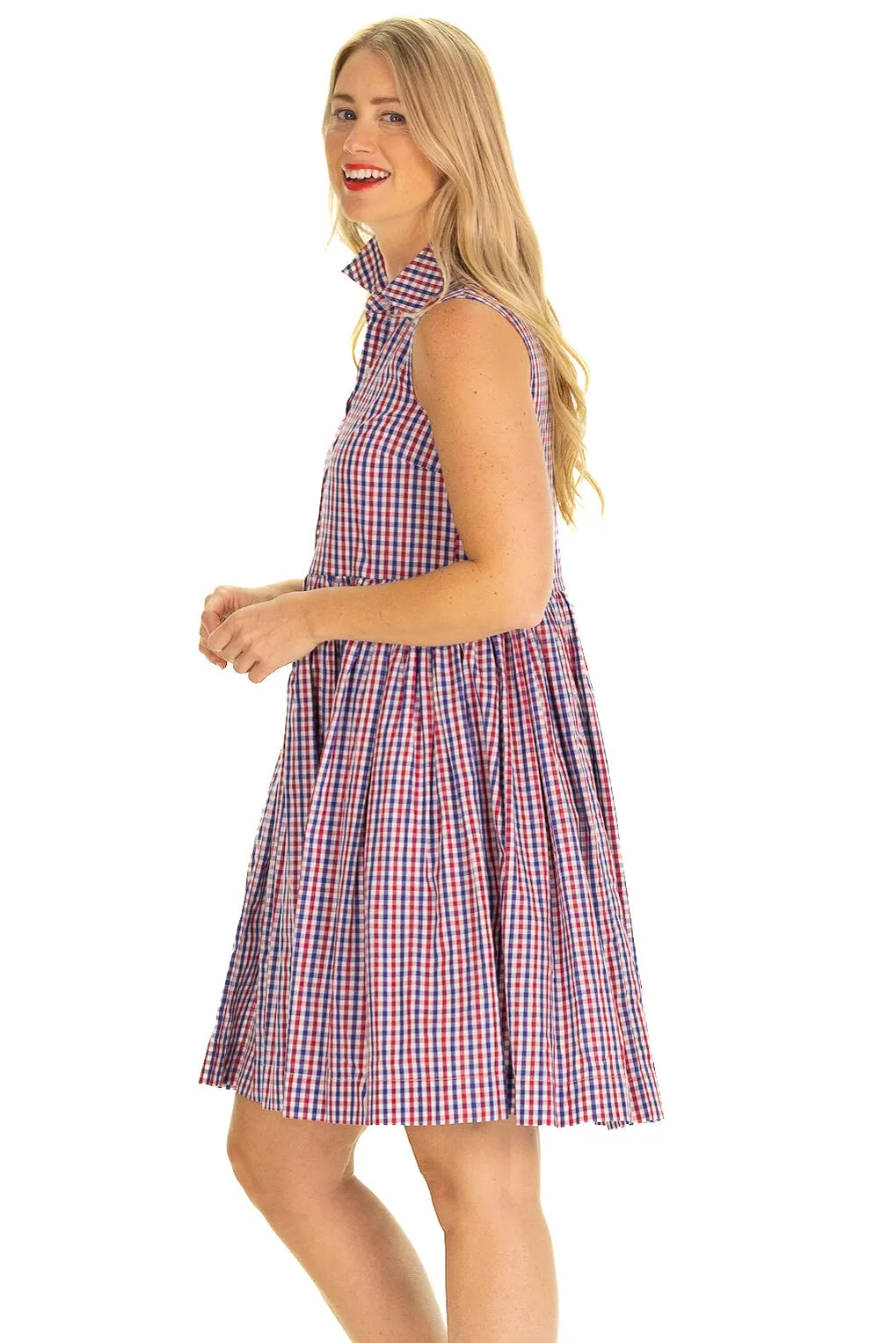 The Ada Dress in Navy & Red Gingham sold by Duffield Lane product image thumbnail 3