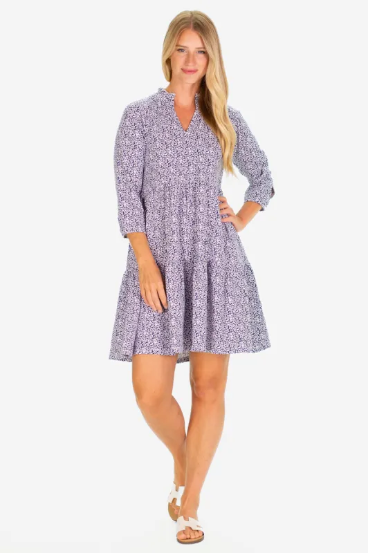 The Fiona Dress in Navy Floret sold by Duffield Lane