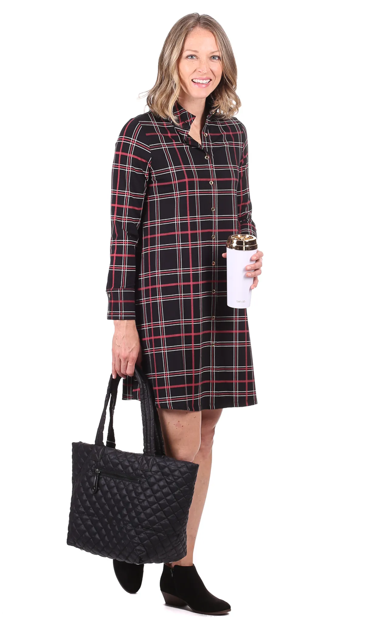 Oaklee Dress in Black & Red Plaid sold by Duffield Lane product image thumbnail 4