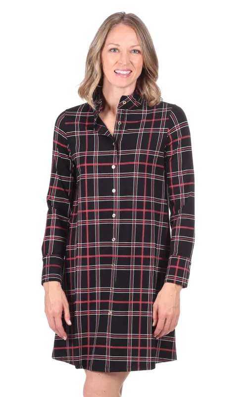 Oaklee Dress in Black & Red Plaid sold by Duffield Lane