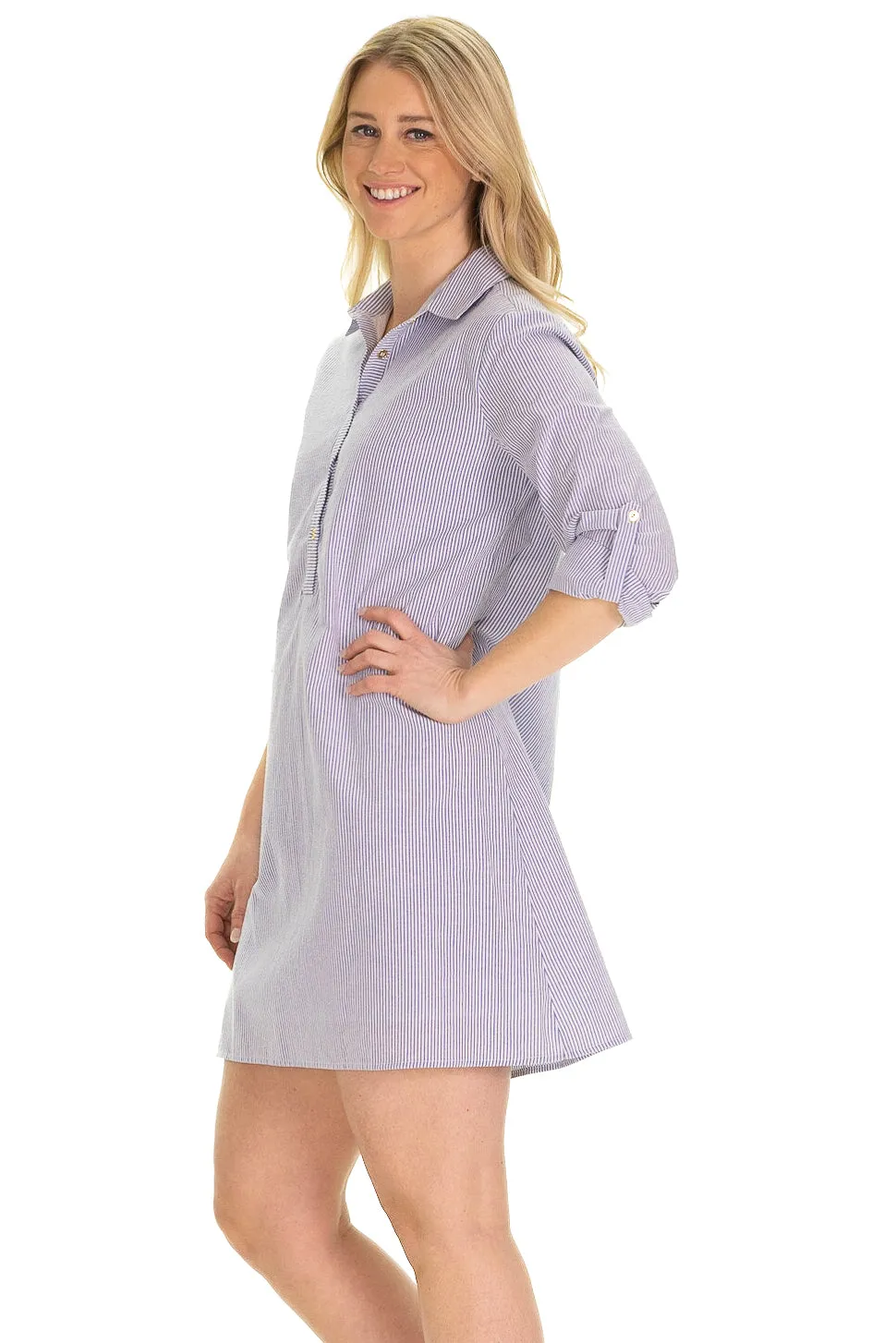 The Keys Dress in Blue Seersucker sold by Duffield Lane product image thumbnail 2