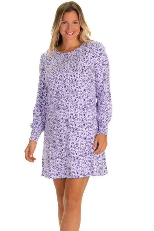The Danica Dress in Blue Basketweave sold by Duffield Lane