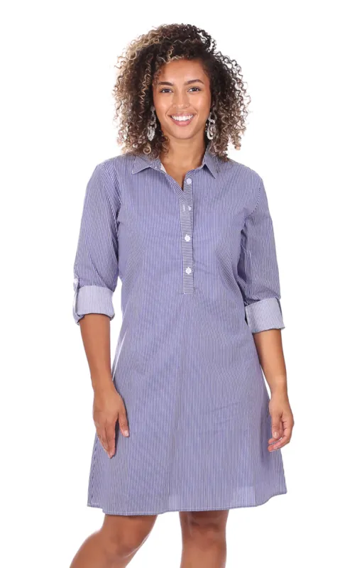 Keys Dress in Blue Stripe sold by Duffield Lane