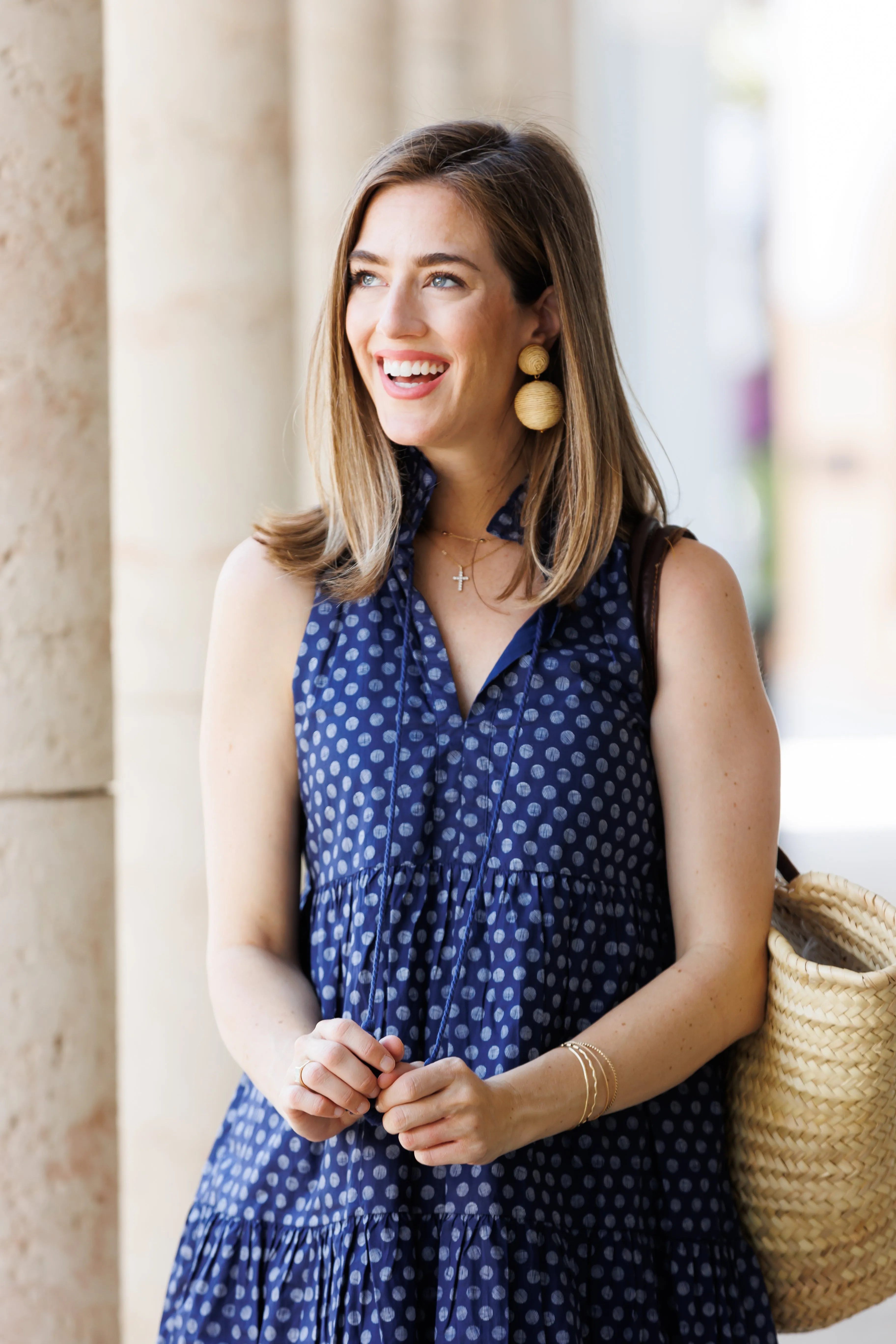 The Lucile Dress in Navy Sketched Dot sold by Duffield Lane product image thumbnail 3