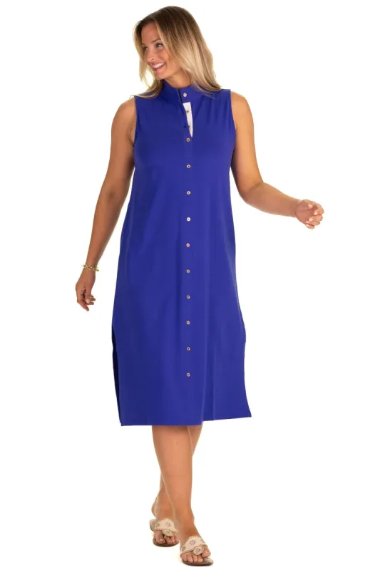 The Midi Kerry Dress in Bright Blue sold by Duffield Lane