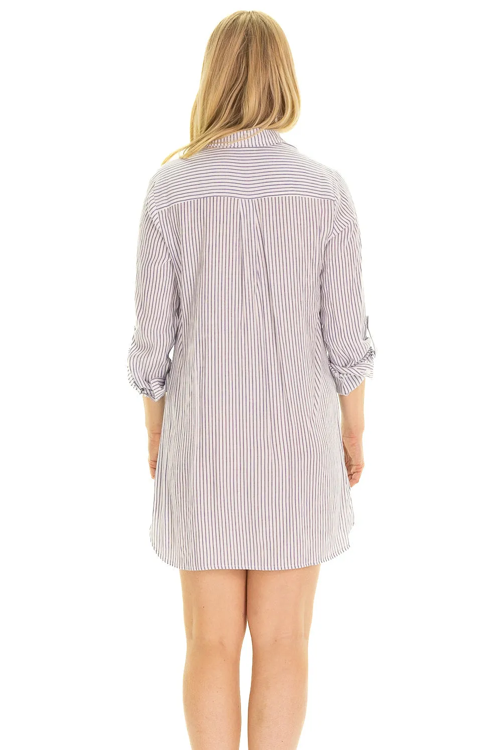The Flagler Coverup in Blue Gauze Stripe sold by Duffield Lane product image thumbnail 3